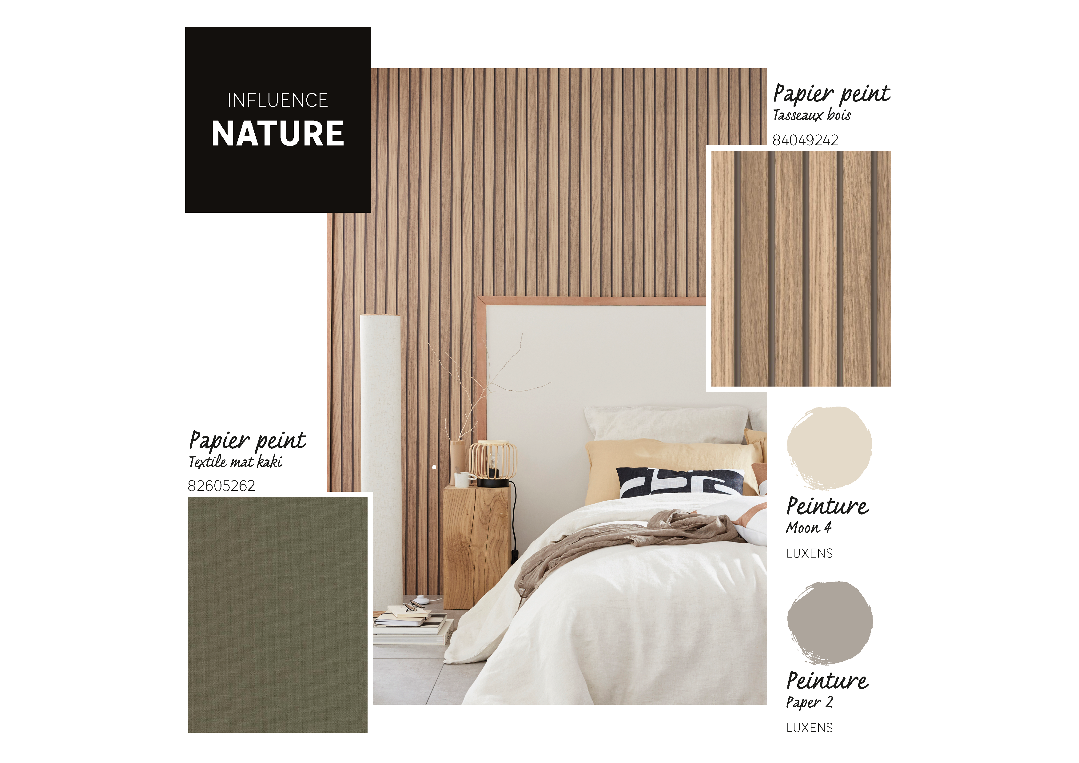 Papier peint intissé Tasseaux brun - 2