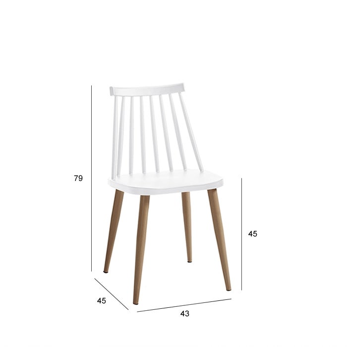 Pack 4 sillas de cocina nova de aluminio y polipropileno blanco 42x78x45cm