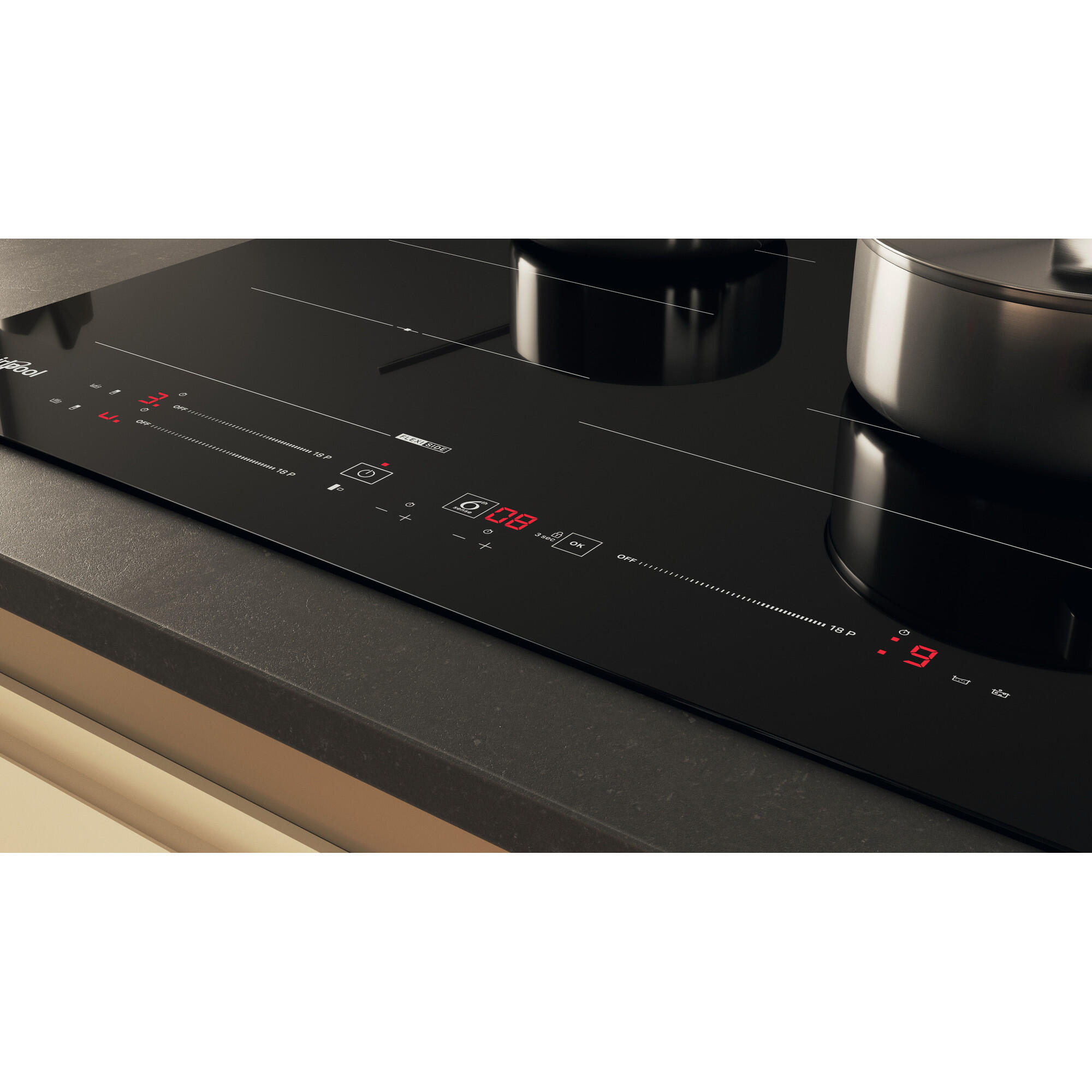 Placa de inducción WHIRLPOOL WF S9860 CPNE con 3 zonas de cocción zona grande de 30cm y zona flex 7 W negro 60cm - 6