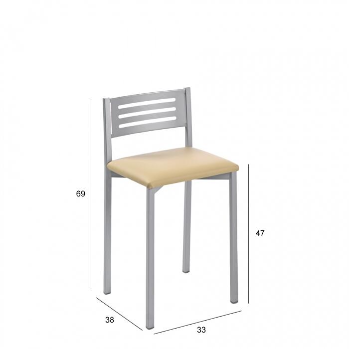 Taburete de estructura color blanco texturizado y asiento acero de 33 x 47 cm