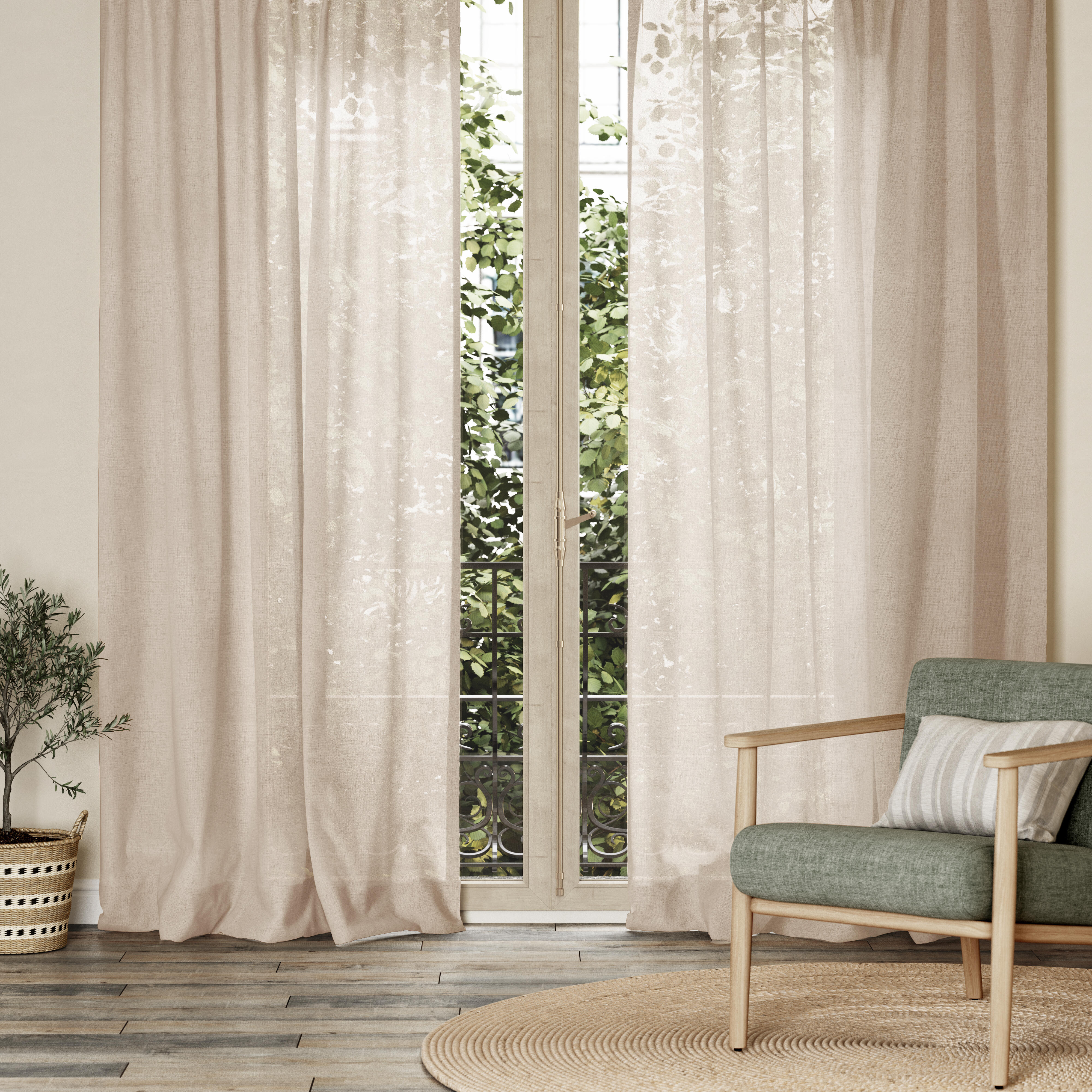 Cortinado fita e/ou presilha Taylor 200x270cm natural - 4