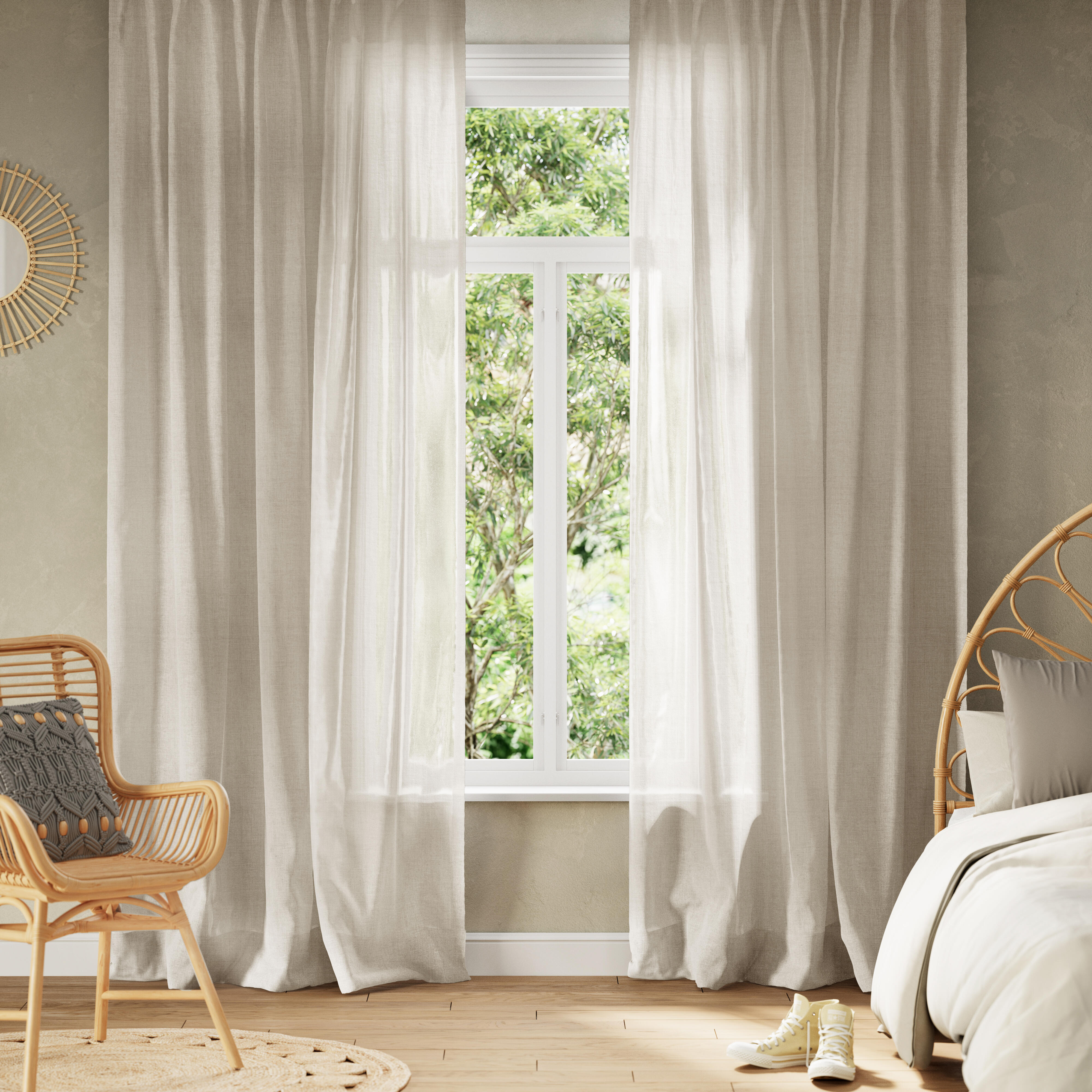 Visillo  ollaos Zoe   liso blanco natural de 140x270cm - 10