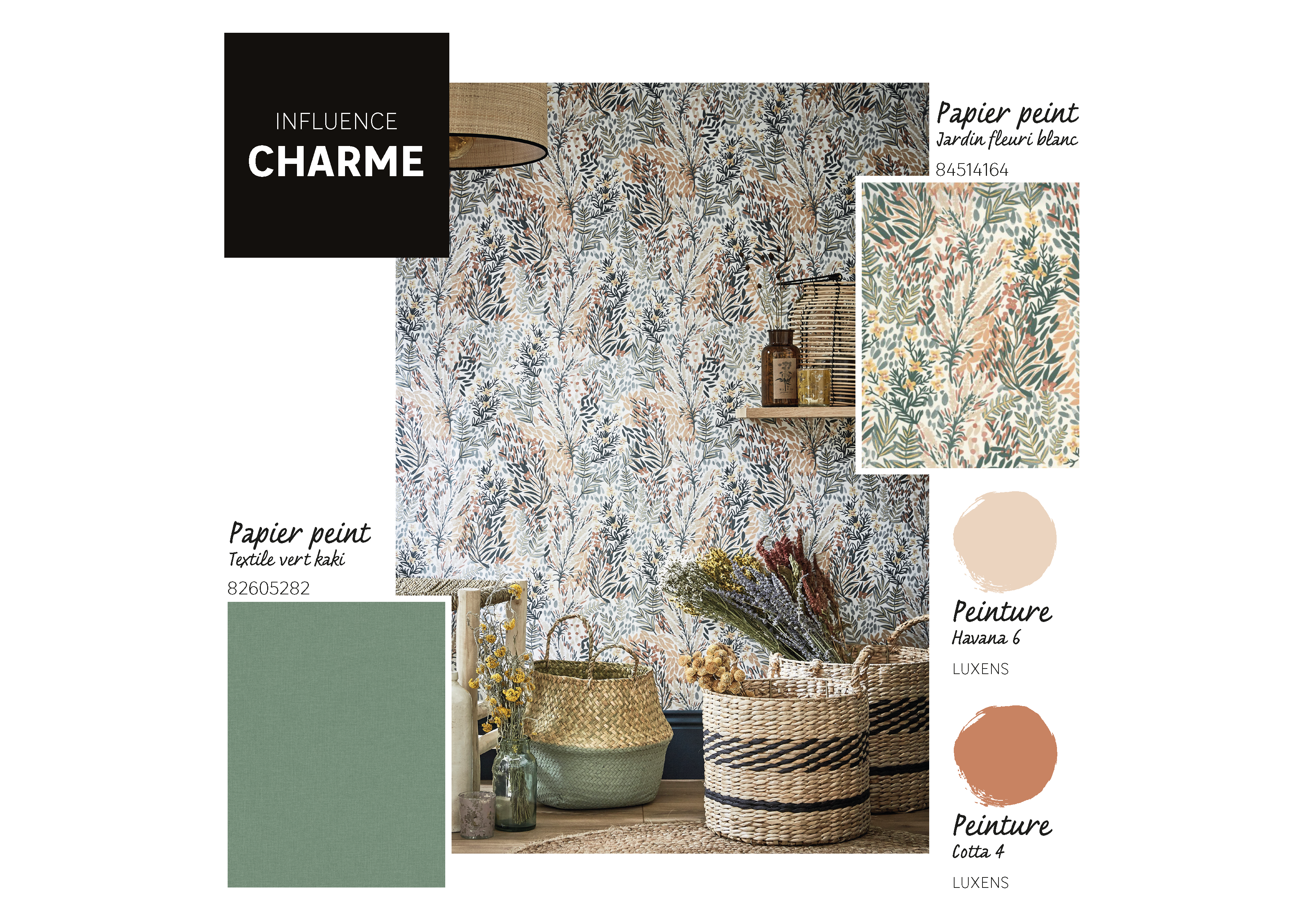 Papier peint intissé Jardin fleuri vert céladon - 2