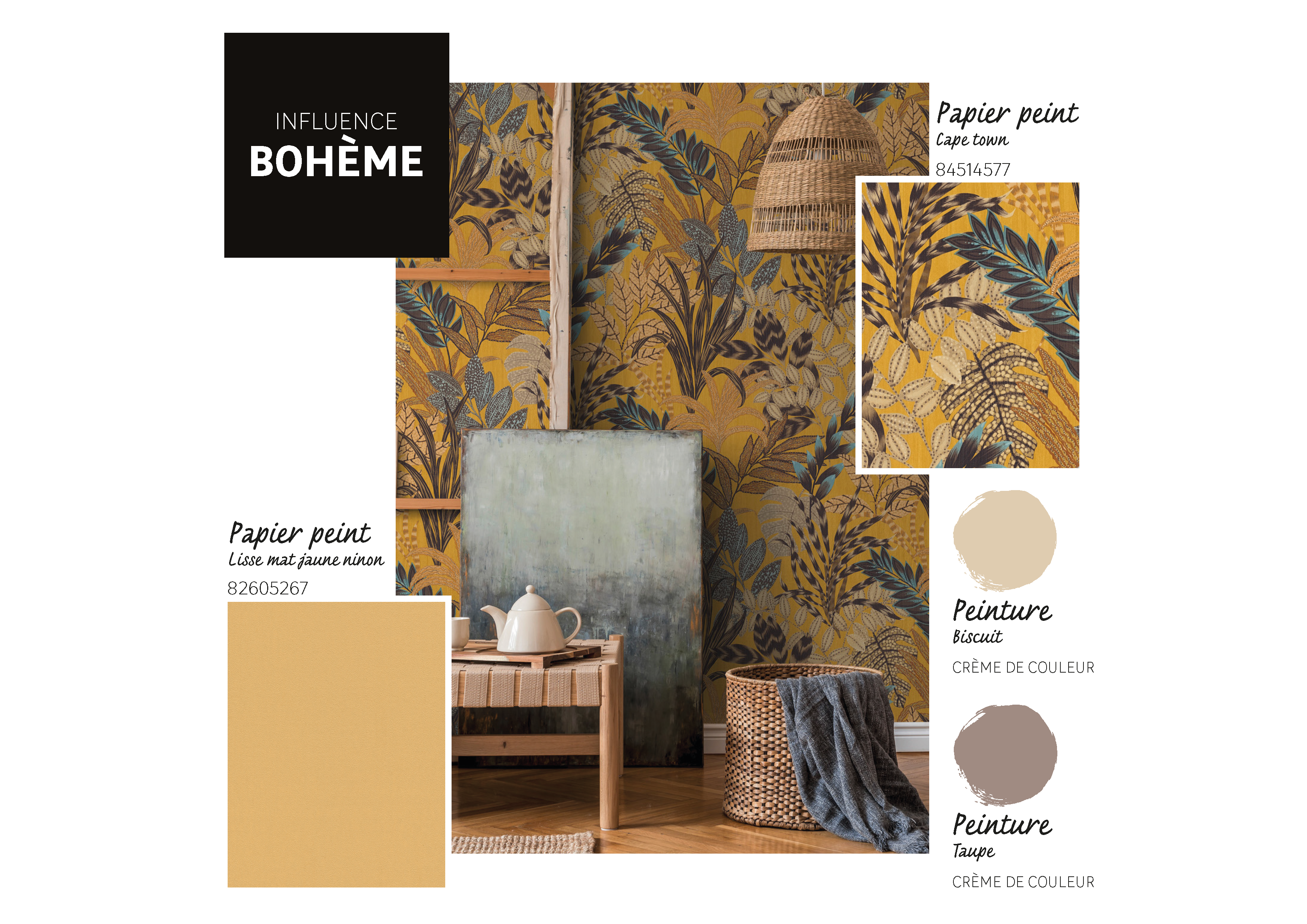 Papier peint intissé Cape town jaune - 2