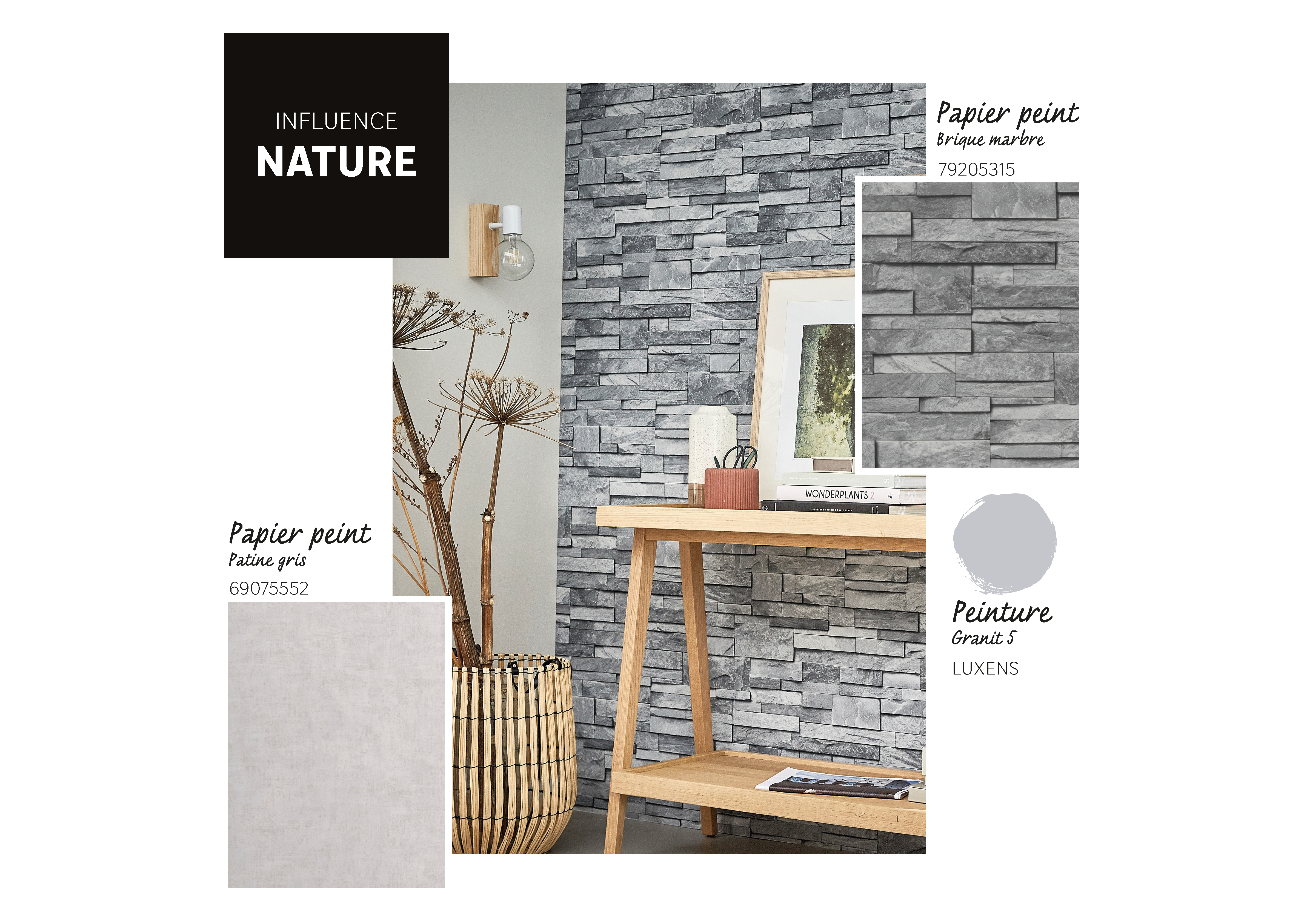 Papier peint vinyle sur intissé Brique marbre gris - 2