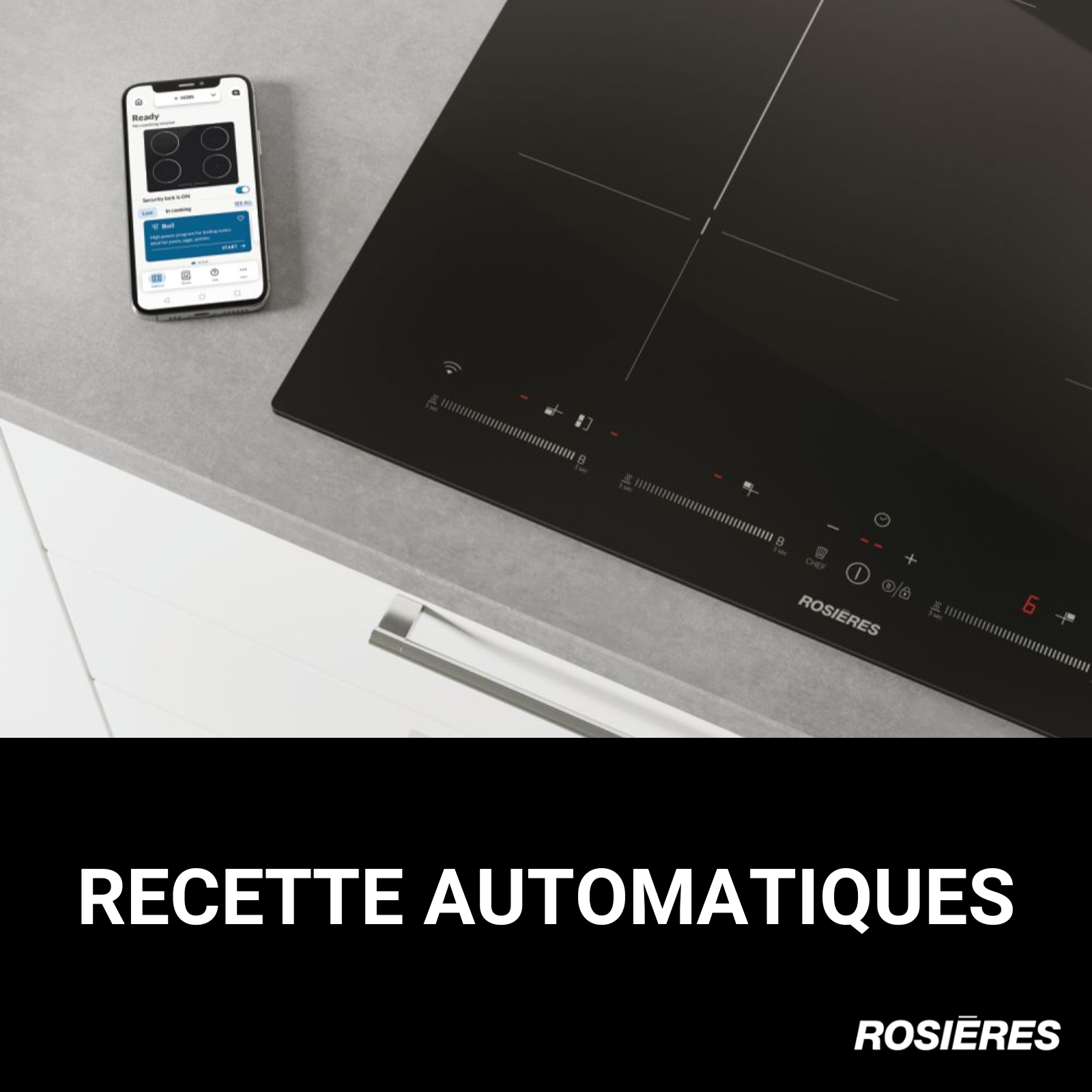 Plaque à induction 5 foyers, ROSIERES RIFS85MCTT/1 Noir Leroy Merlin