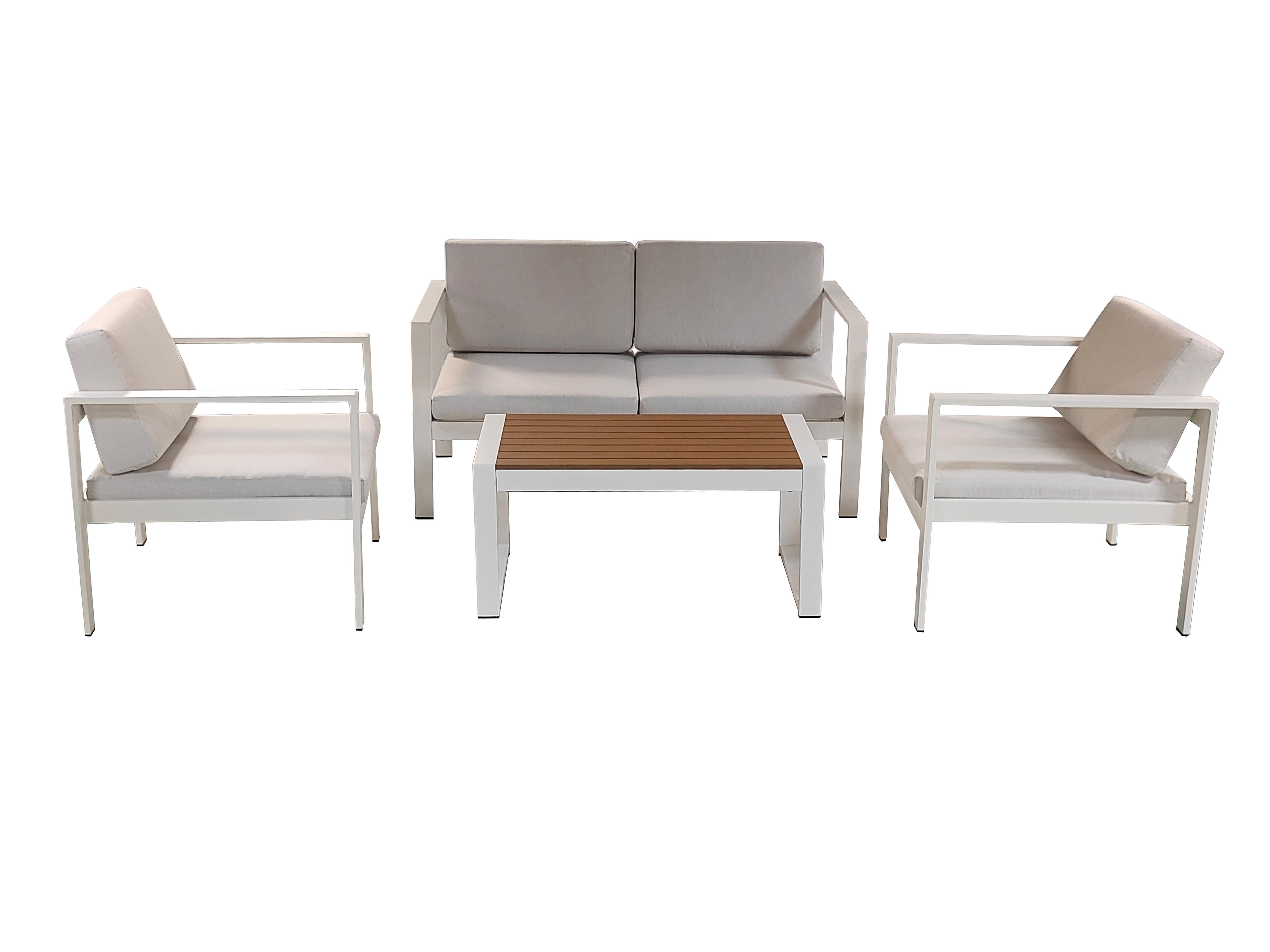 Salon bas Nasco en aluminium et polywood blanc - 6