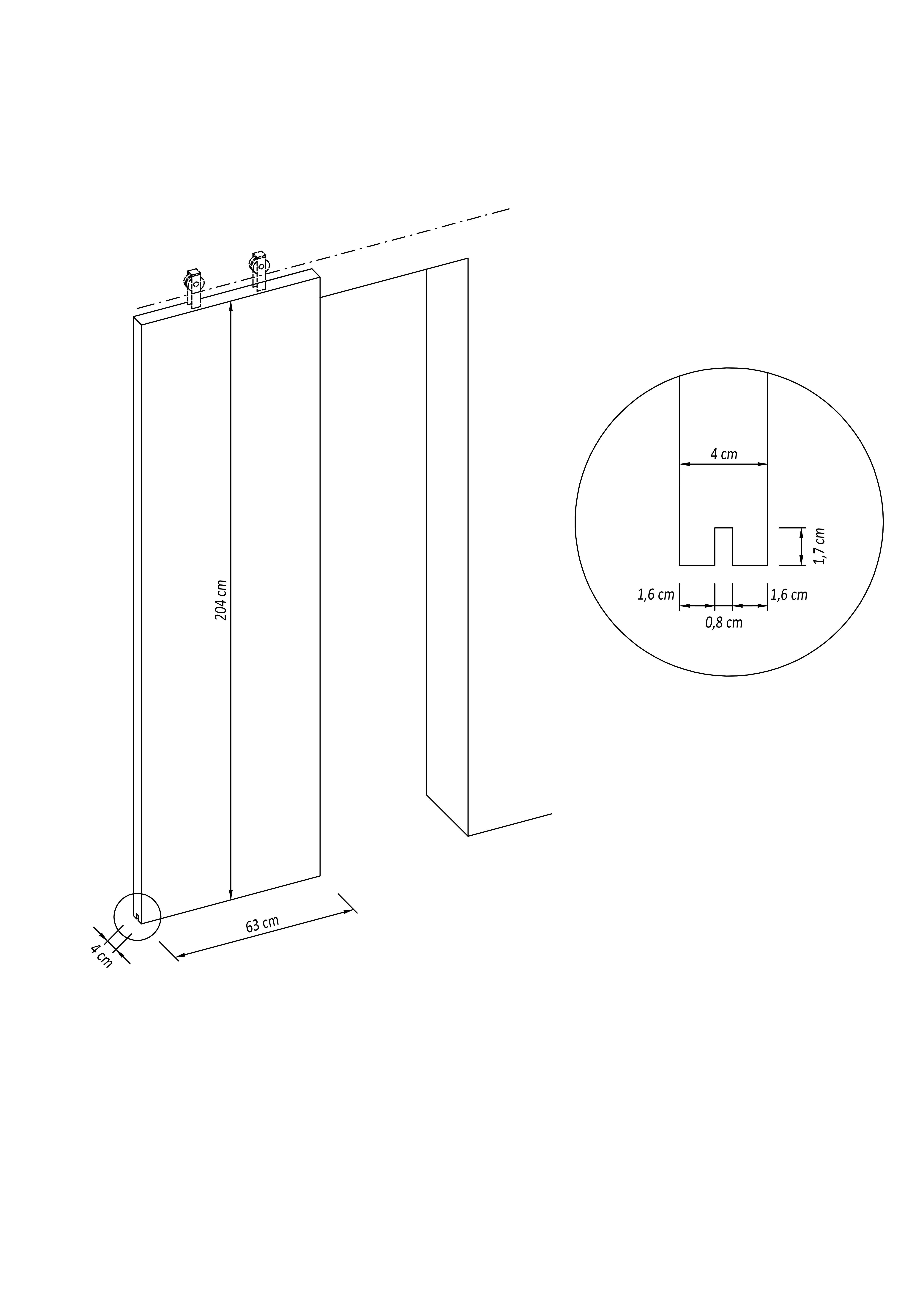 Porte coulissante bois Noé vitrée, H.204 x l.63 cm - 6