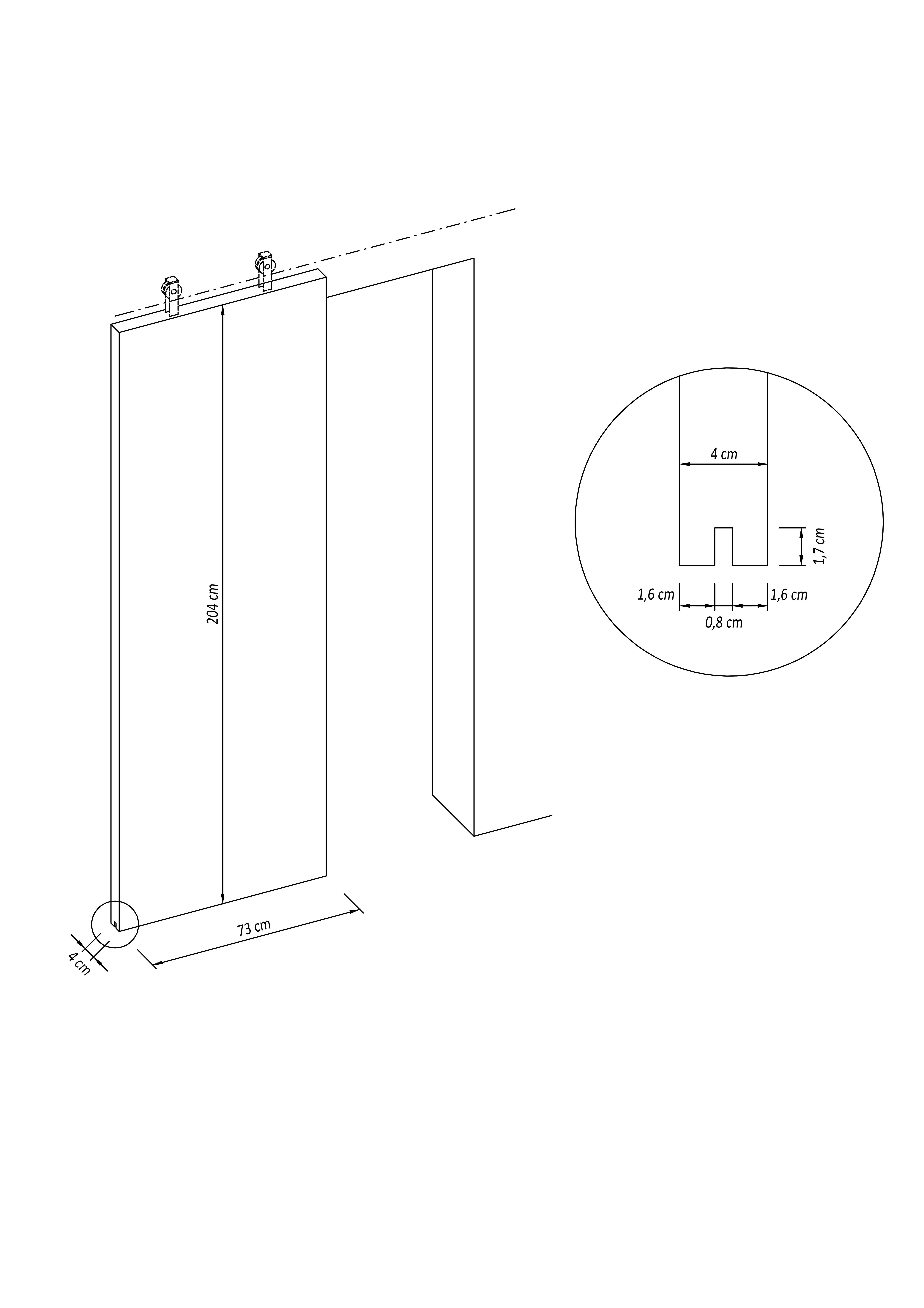 Porte coulissante bois Noe  vitrée, H.204 x l.73 cm - 6