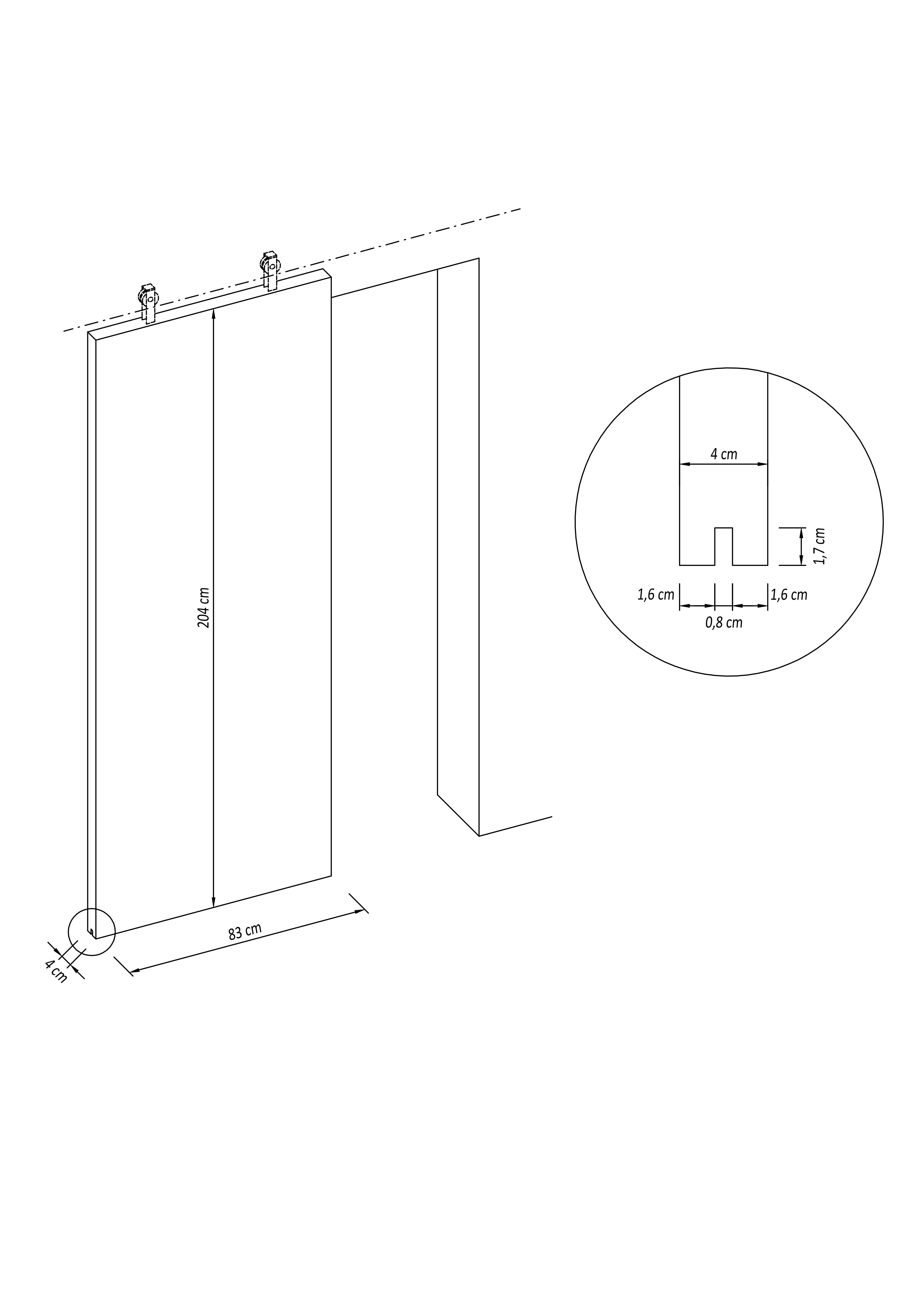 Porte coulissante bois Noe marron, H.204 x l.83 cm - 6
