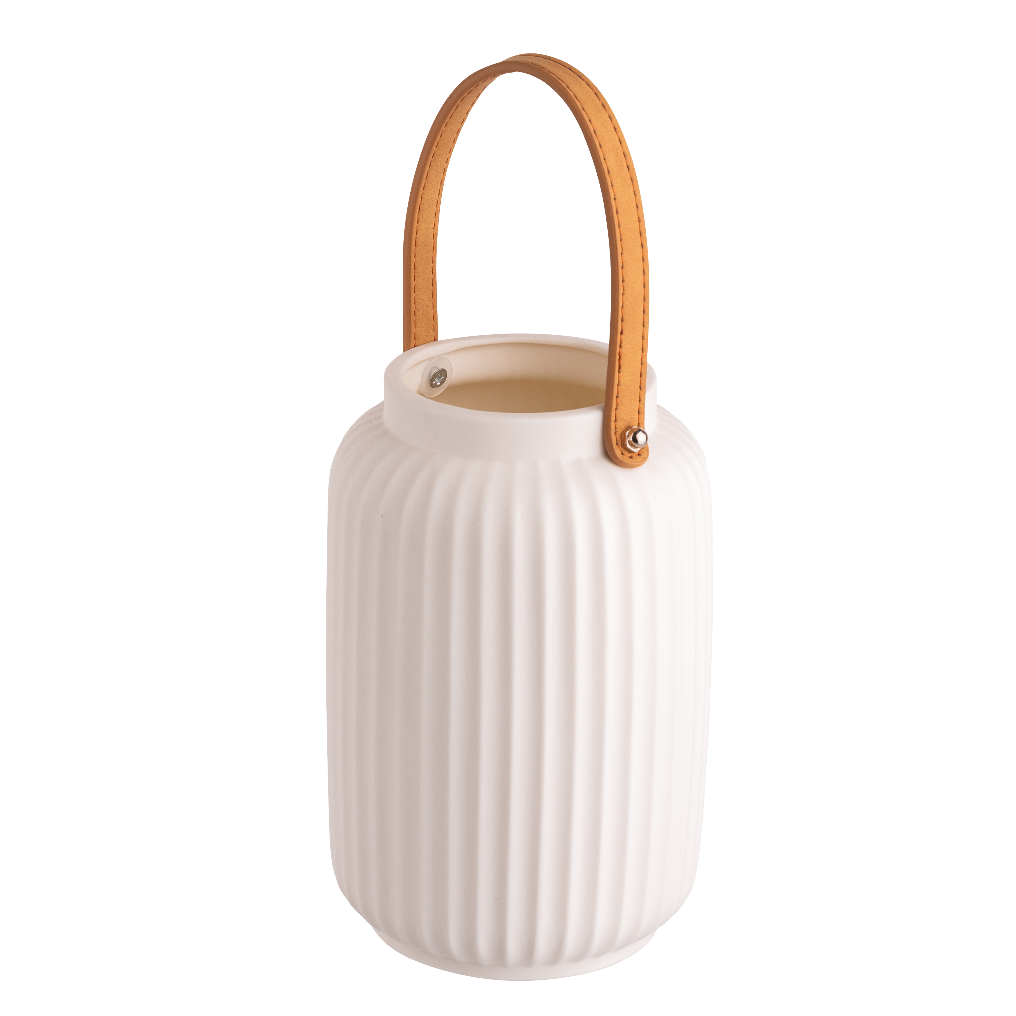 Latarenka LED ceramiczna z uchwytem wys. 20 cm biała