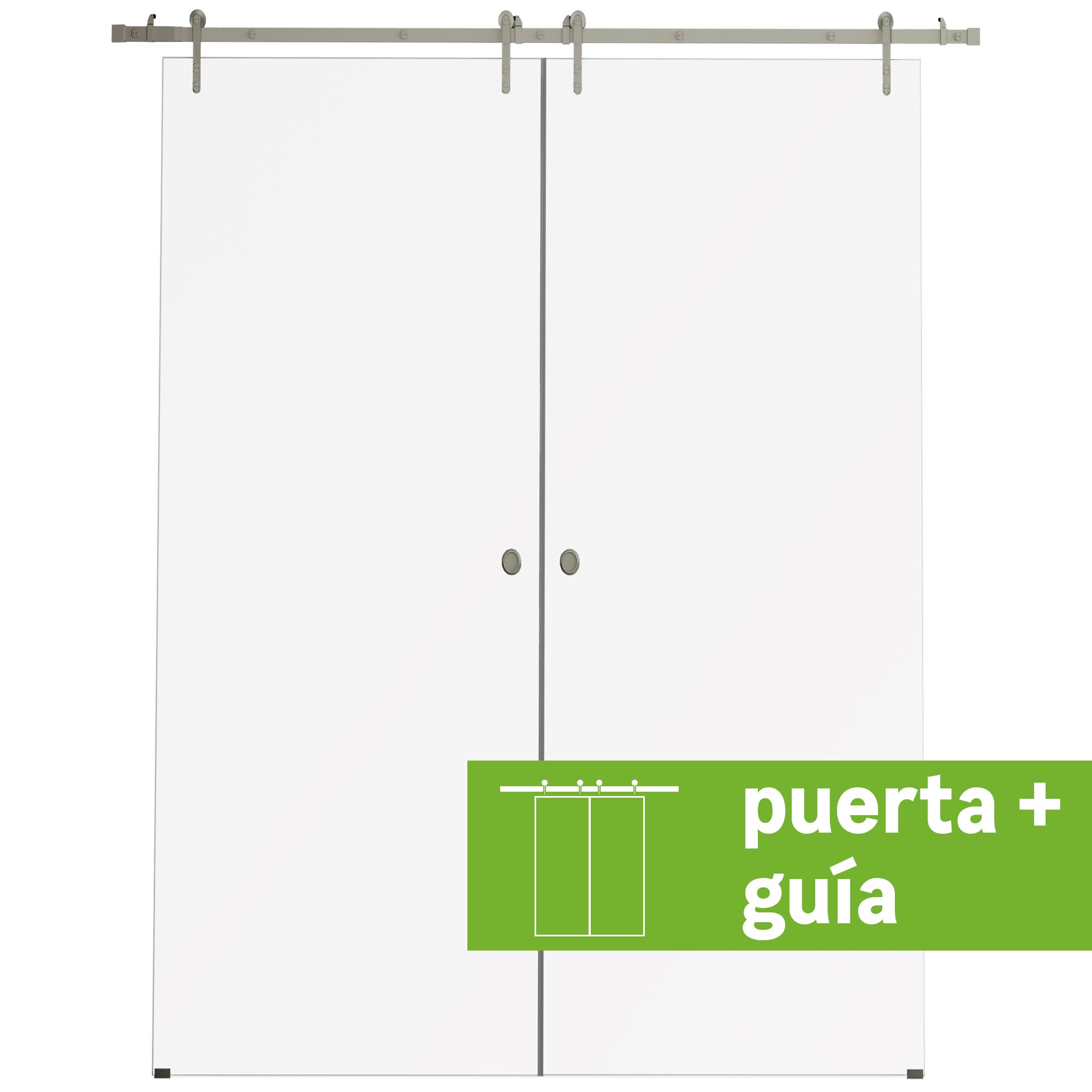 Puerta corredera cristal sarajevo 2 hojas transp hueco de 170x203cm y guía inox