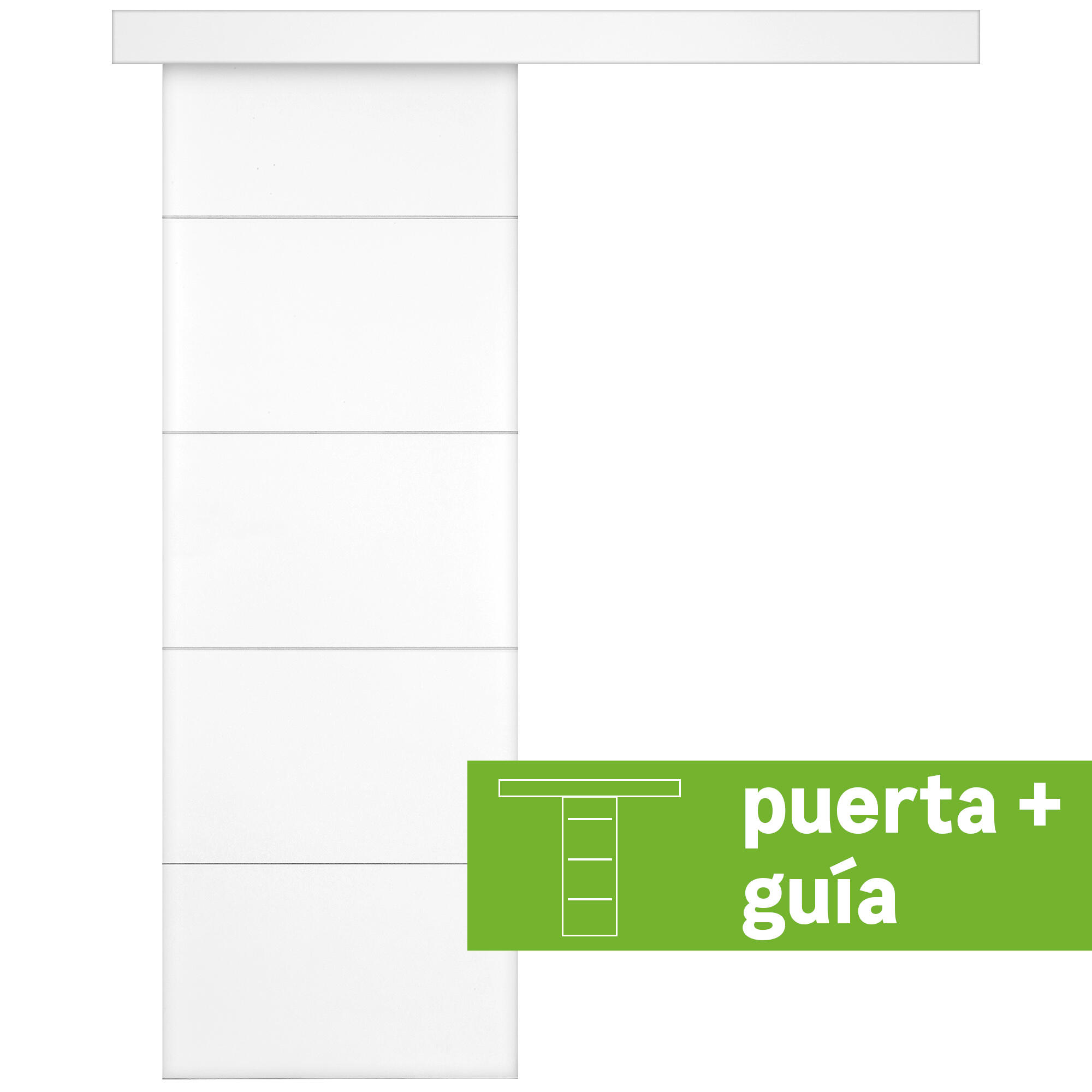 Pack puerta corredera holanda + guía corredera blanco 72,5 cm