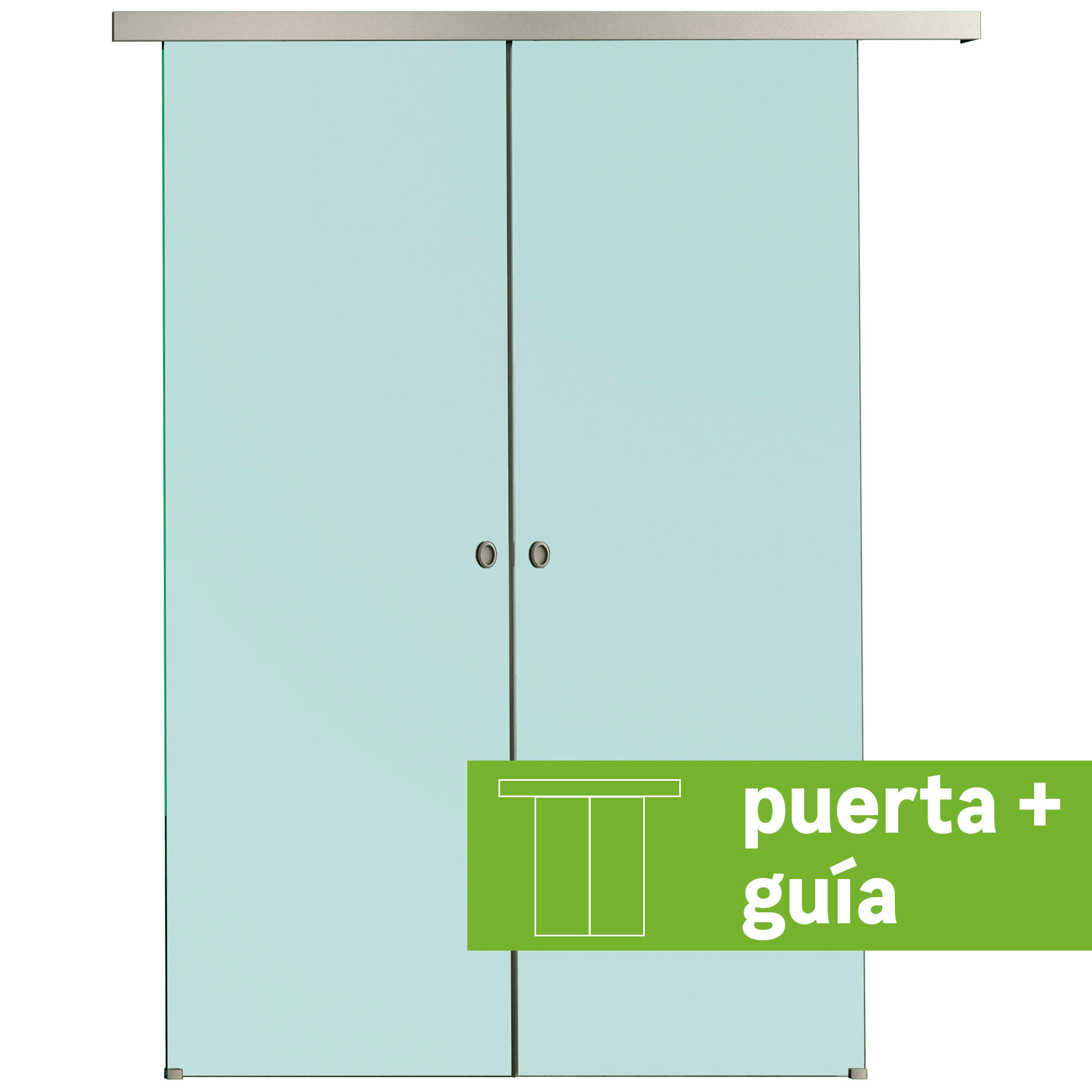 Puerta corredera cristal lisboa 2 hojas mate hueco de 170x203cm y guía blanco