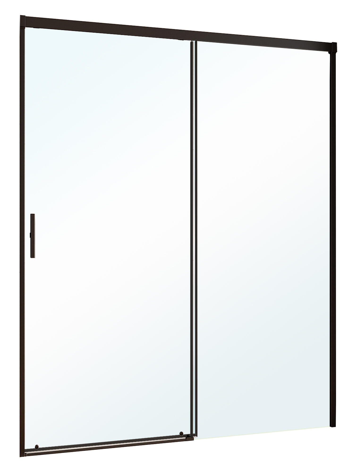 Mampara de ducha corredera 1 hoja fija + 1 puerta corredera Urban. Perfil aluminio negro. Ancho adaptable (159-161)x200 cm Cristal templado de seguridad transparente 6mm. Cierre de sobreponer. Sin guía inferior Vanguard - 7