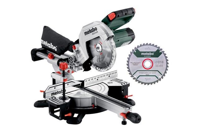 Scie à onglet radiale KGS 216 M + 2ème lame carbure METABO, 216 mm, 1500 W