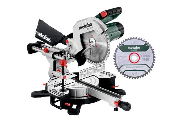 Scie à onglet radiale KGS 254 M + 2ème lame carbure METABO, 254 mm, 1800 W
