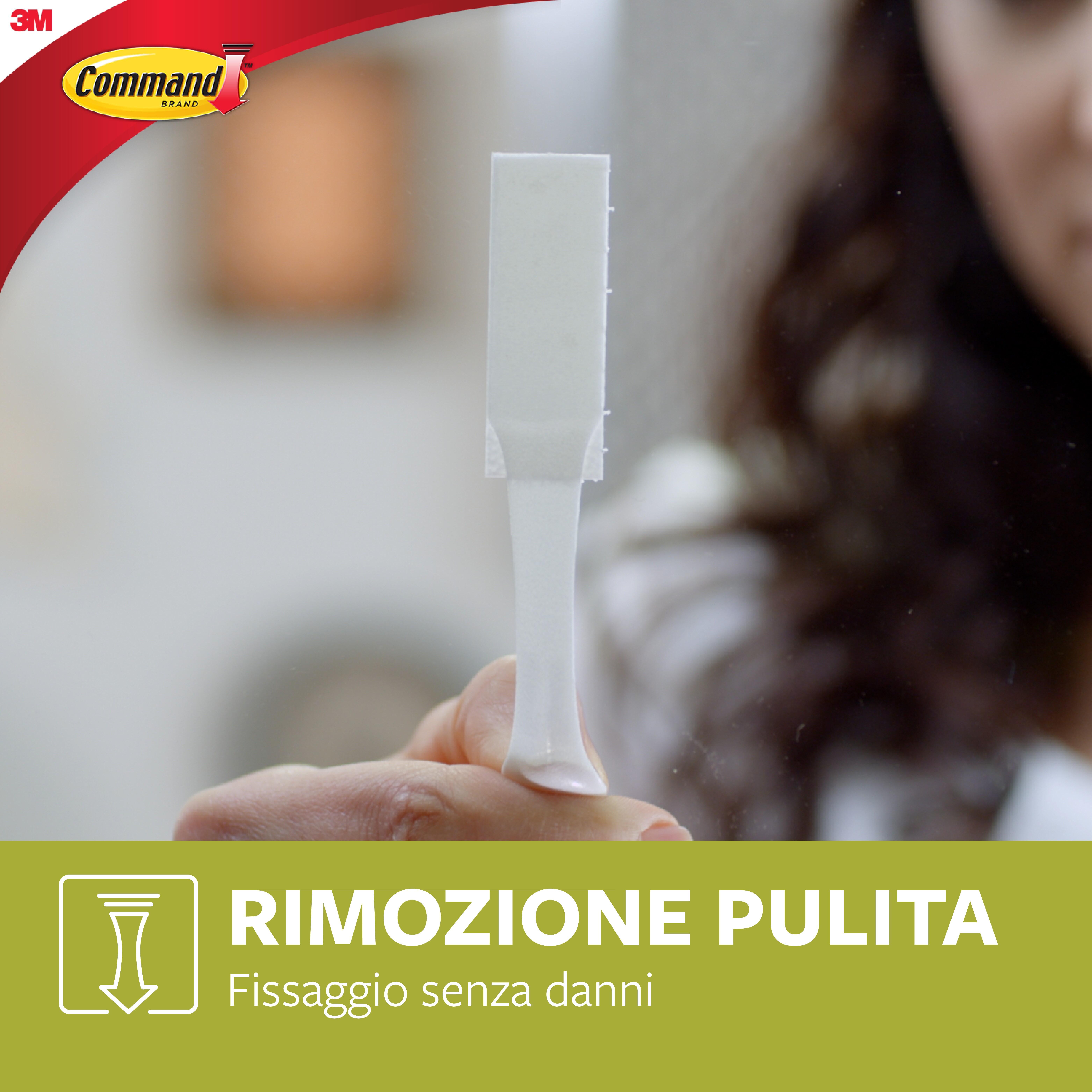 Fissaggio adesivo COMMAND in polipropilene  bianco 4 ganci H110 X L22 mm  portata max 9 Kg, 4 pezzi - 8