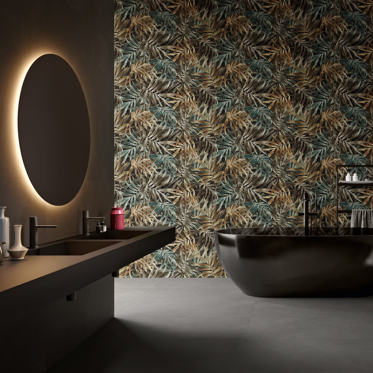 Carrelage mural effet papier peint dark satiné l.60 x L.120 cm Jardin - 5