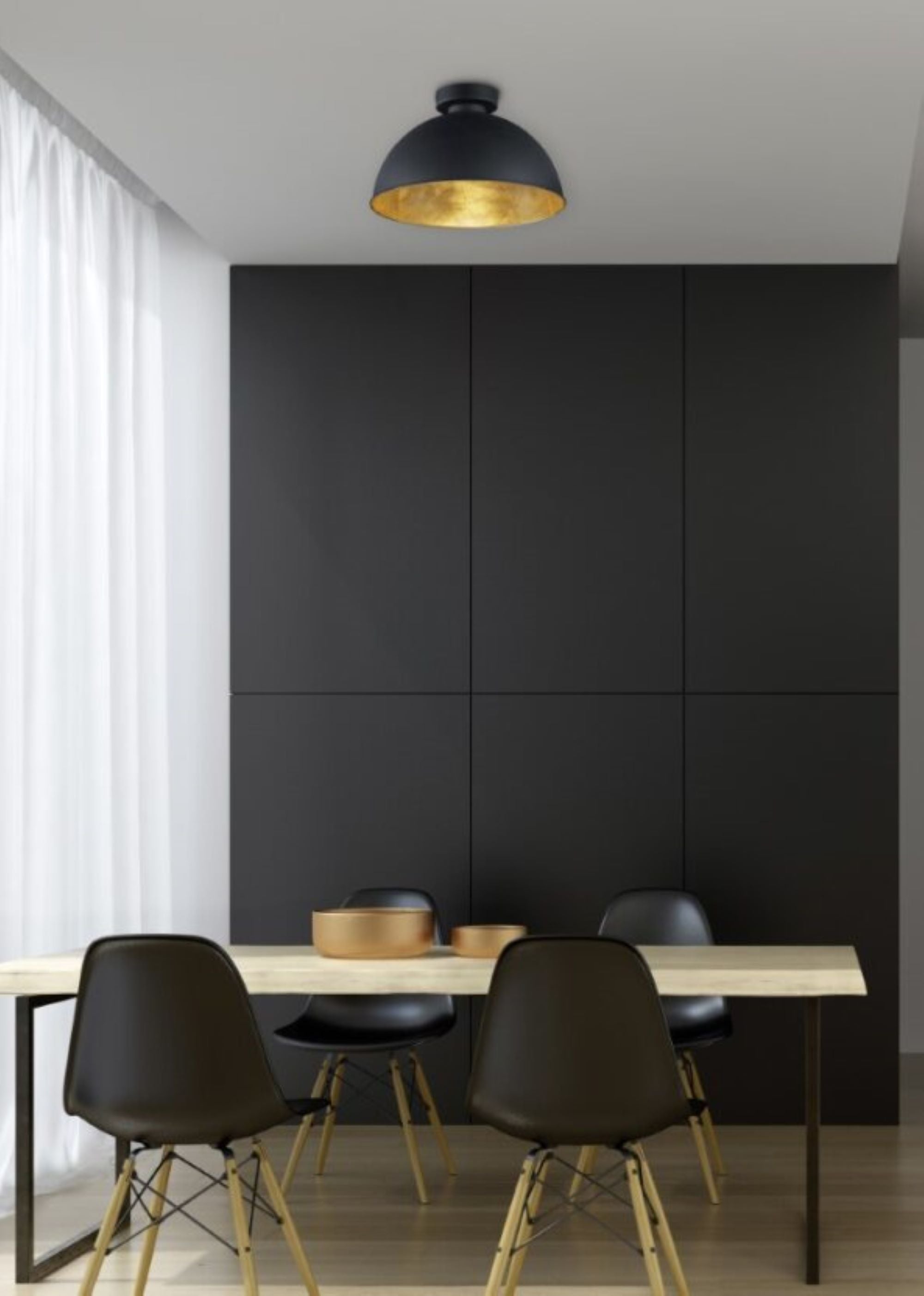 Plafón medio jimmy e27 negro/oro 31 cm