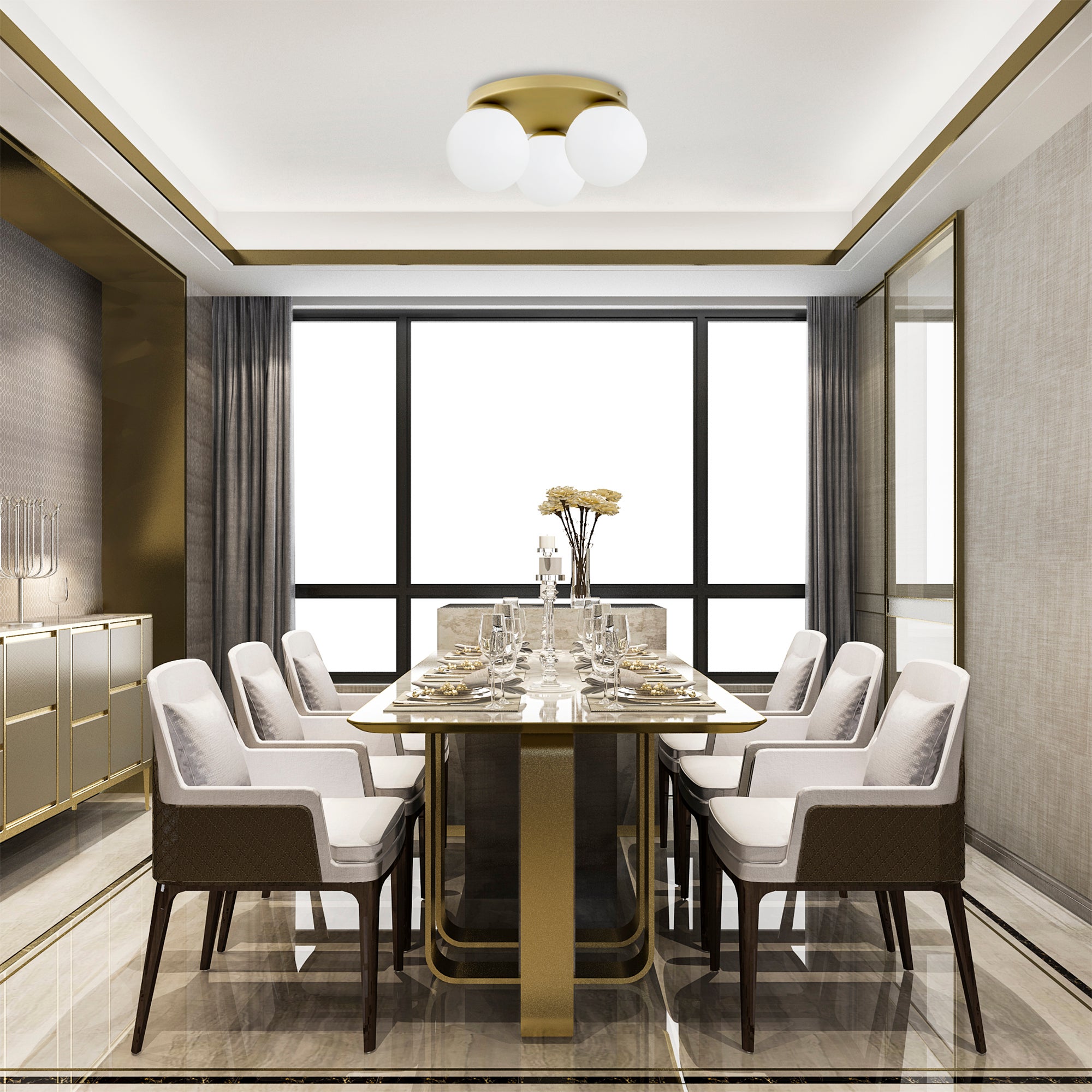 Plafón anabel 3xe14 oro/blanco 30 cm diámetro