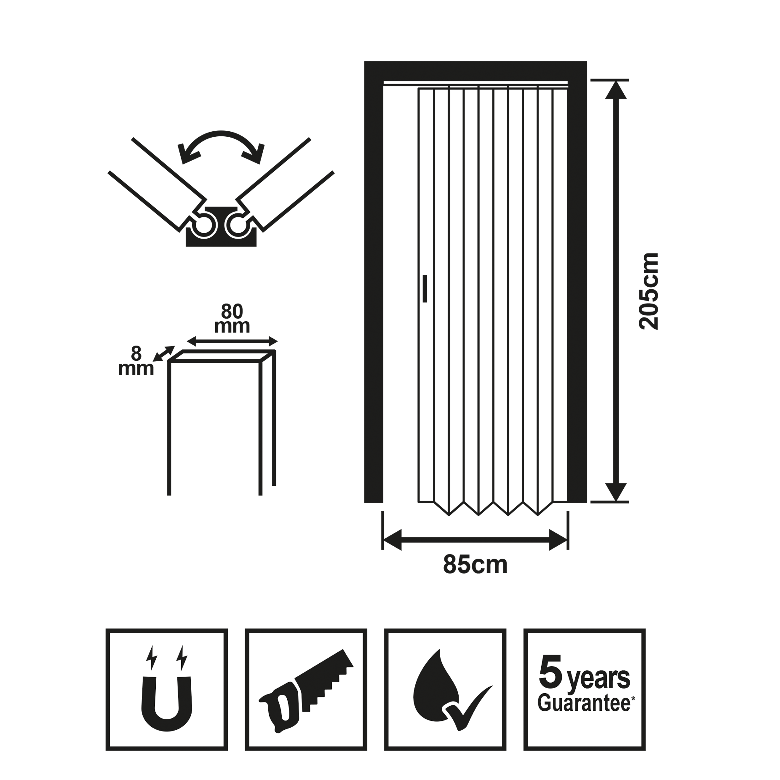 Porta de fole em PVC Artens 85x205 cm branco mate Primeiro Preço - 9