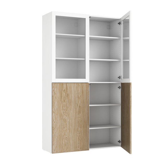 Vitrine SPACEO Evo'M, façade chêne blanc H.204.8 x l.120 x P.38 cm