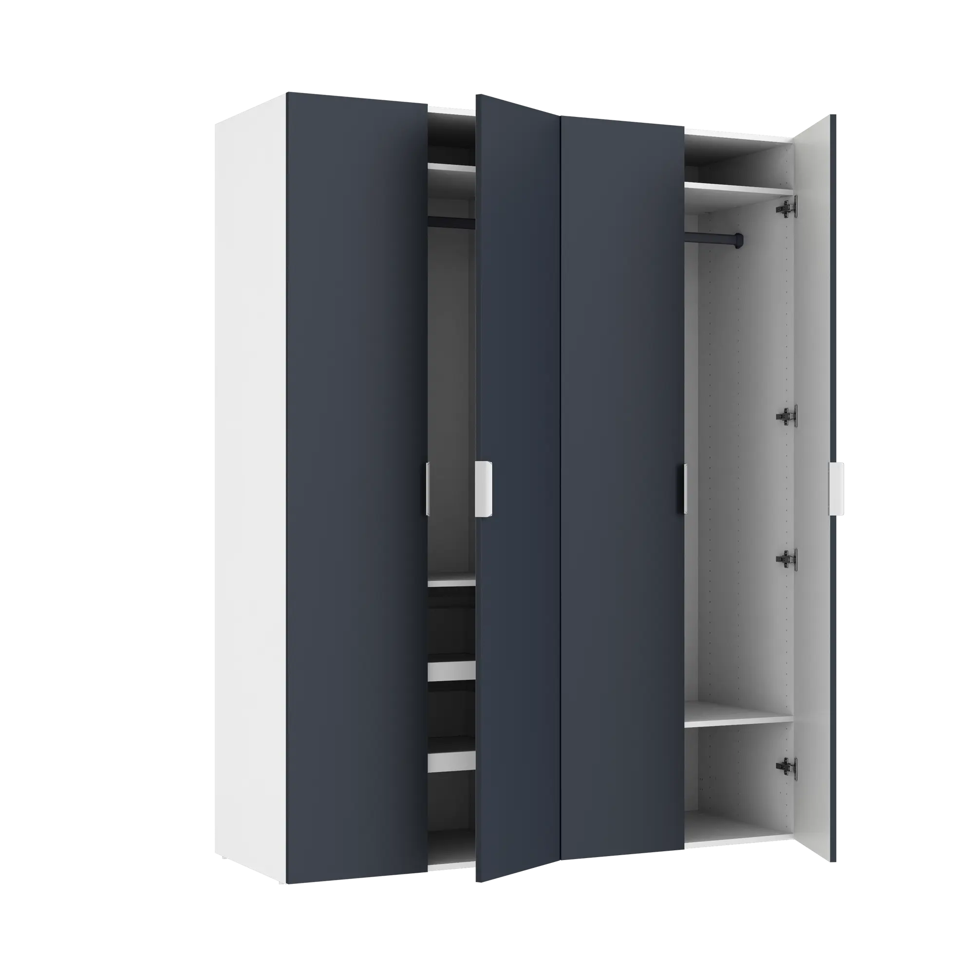 Dressing SPACEO Evo'M, façade bleu / caisson blanc H.204.8 x l.160 x P ...