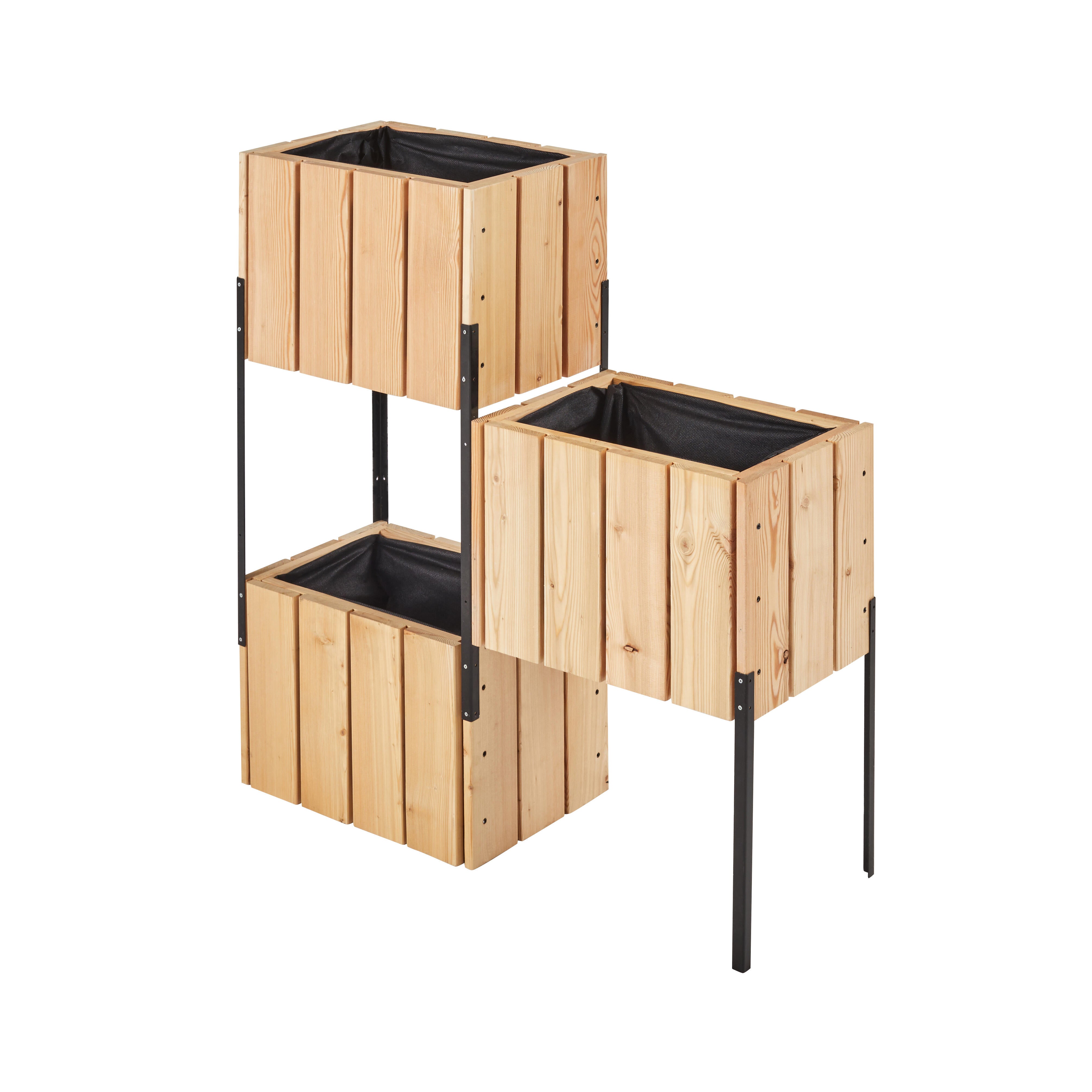 Juego de jardinera y soporte de madera Balcón beige 82x28x86 cm - 10