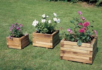 Jardinera de madera baroque verde 50x50x38 cm