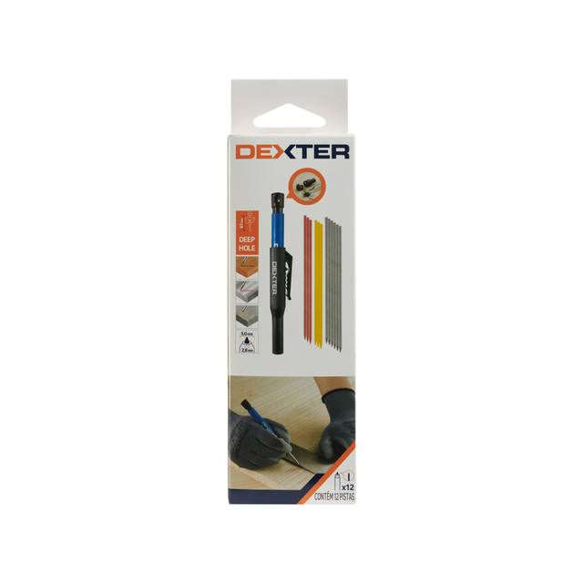 Lapiseira de marcação com 12 recargas: 6 cinzas, 3 amarelas e 3 vermelhas Ø 2.8mm Dexter