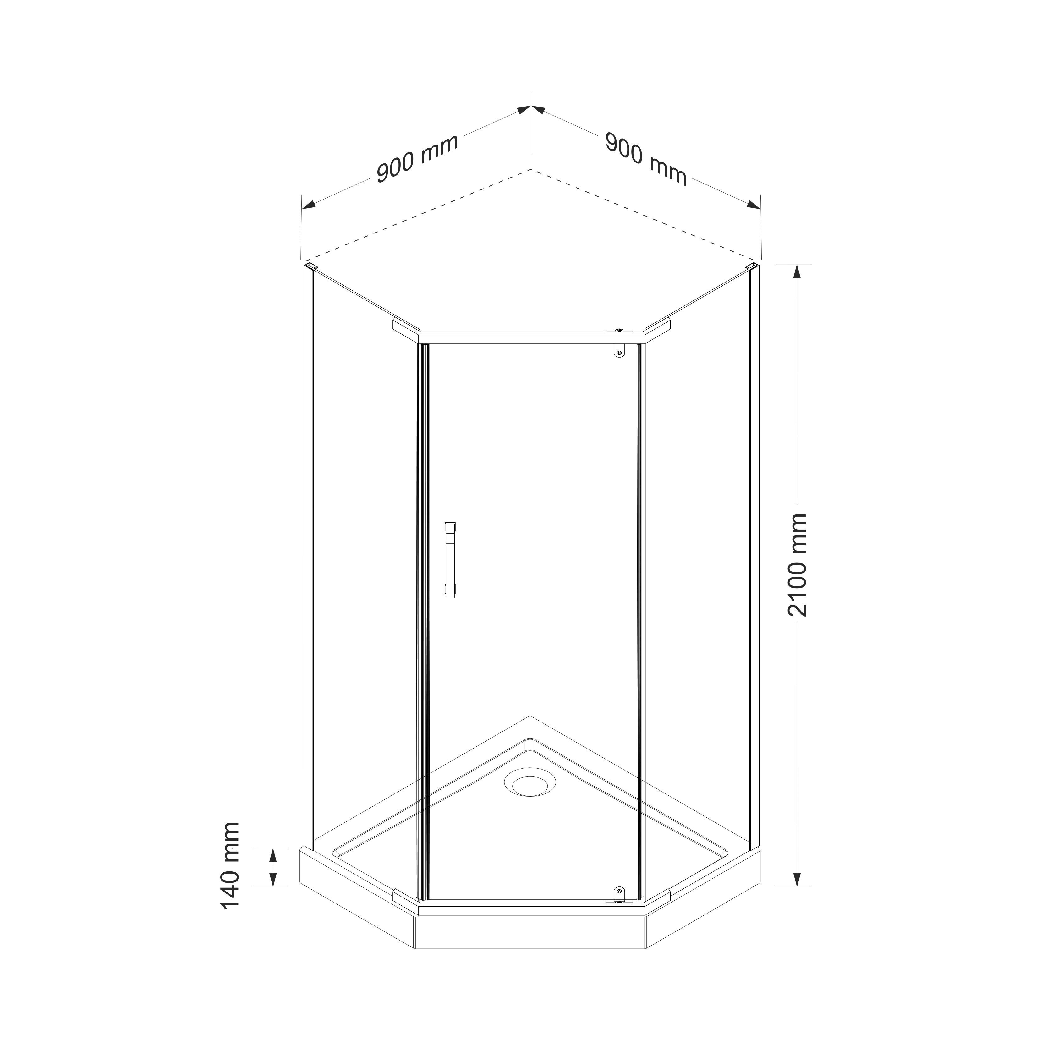 Kabina prysznicowa z brodzikiem Stella Black 90 x 90 x 210 Durasan - 5
