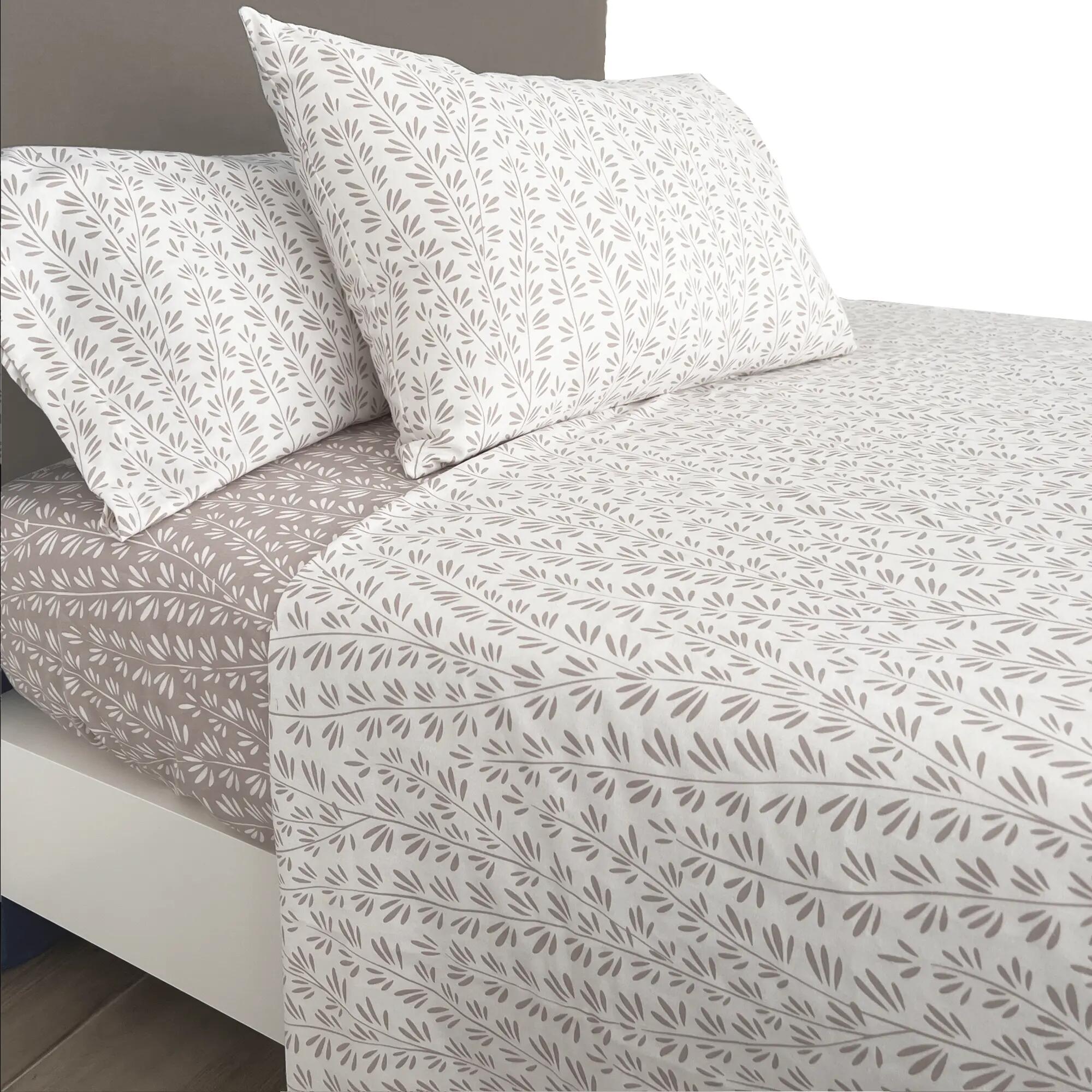 Sábana encimera franela algodón 81 hilos beige cama 90 cm