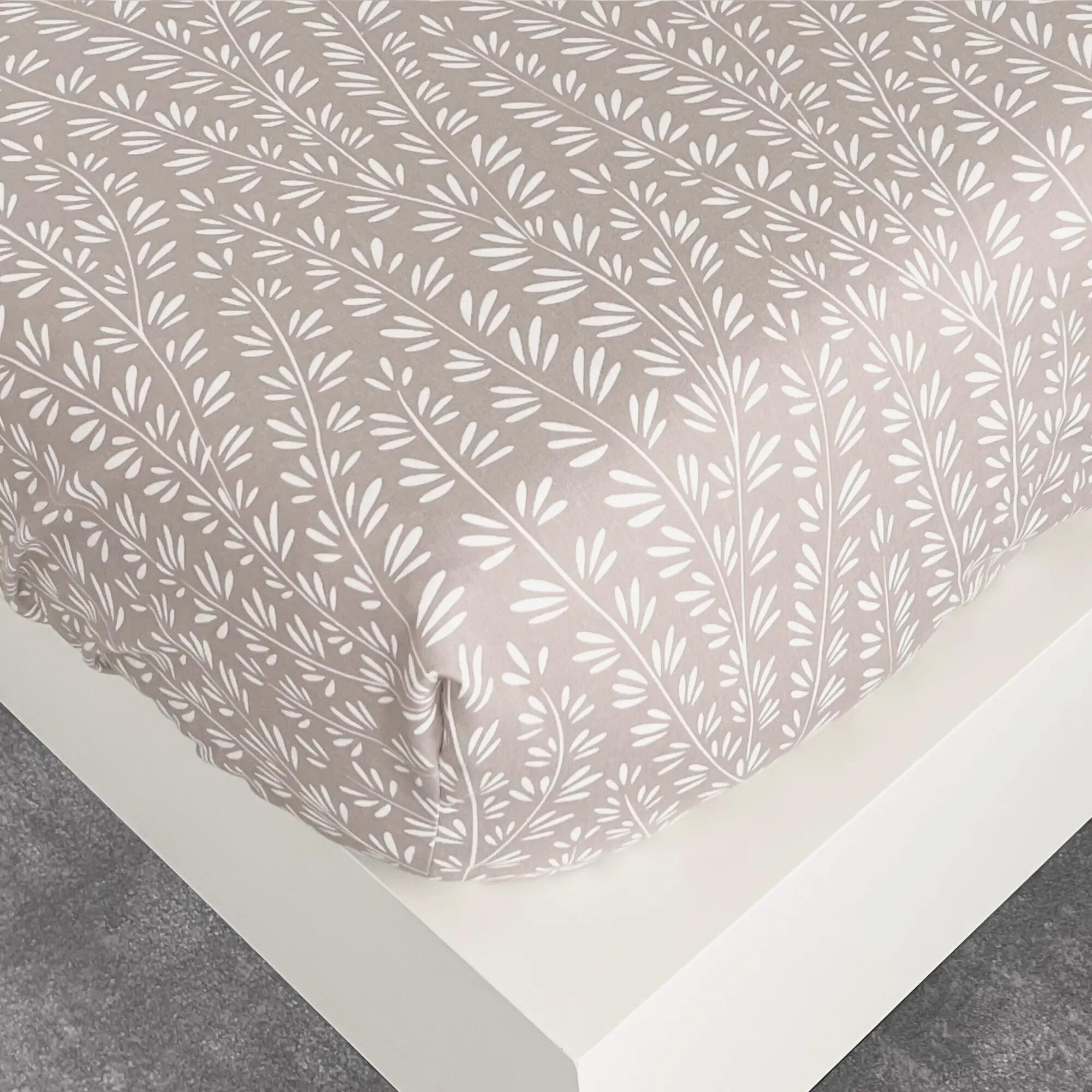 Sábana bajera franela algodón 81 hilos beige cama 90 cm
