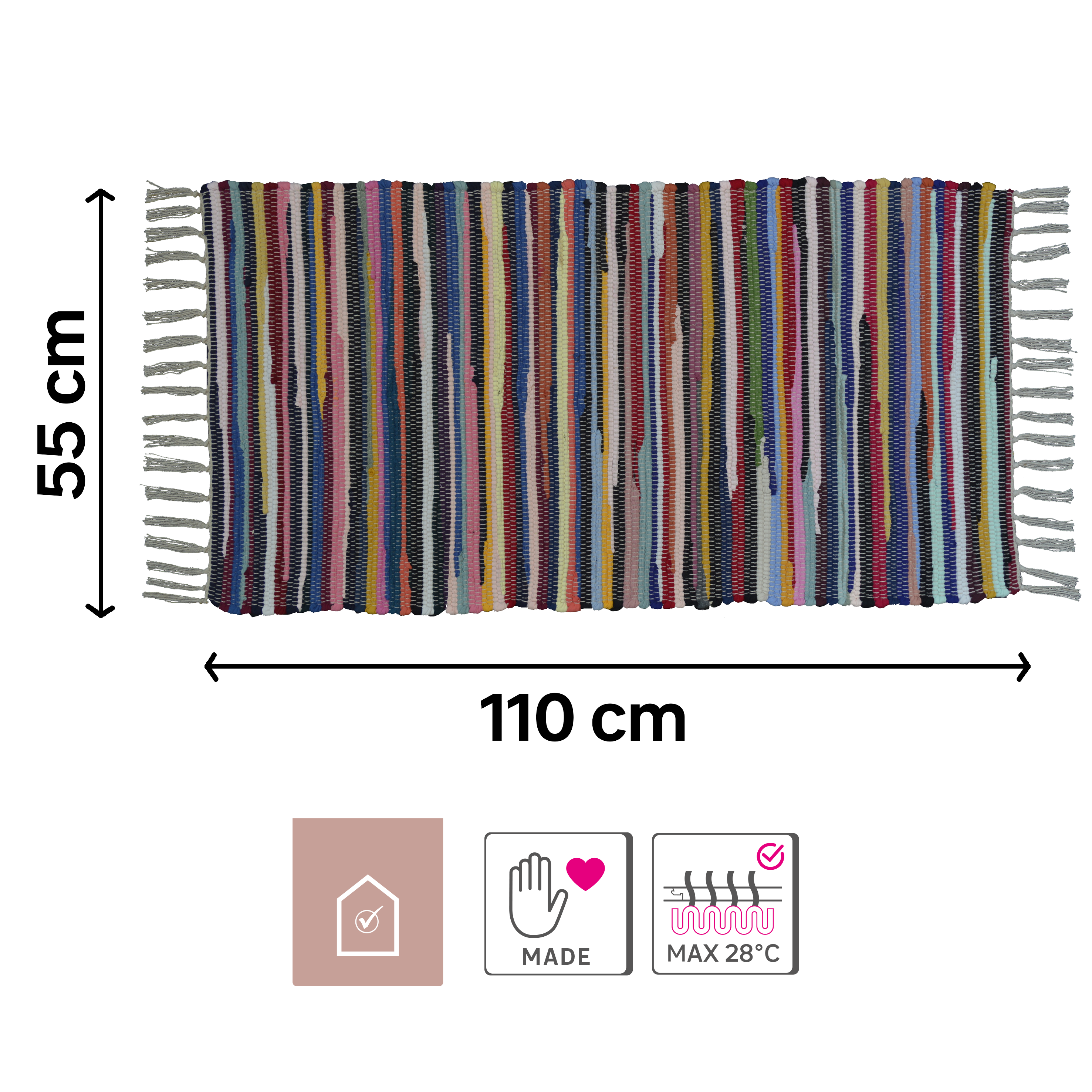 Dywan z frędzlami Pasy multikolor 55 x 110 cm Inspire - 9