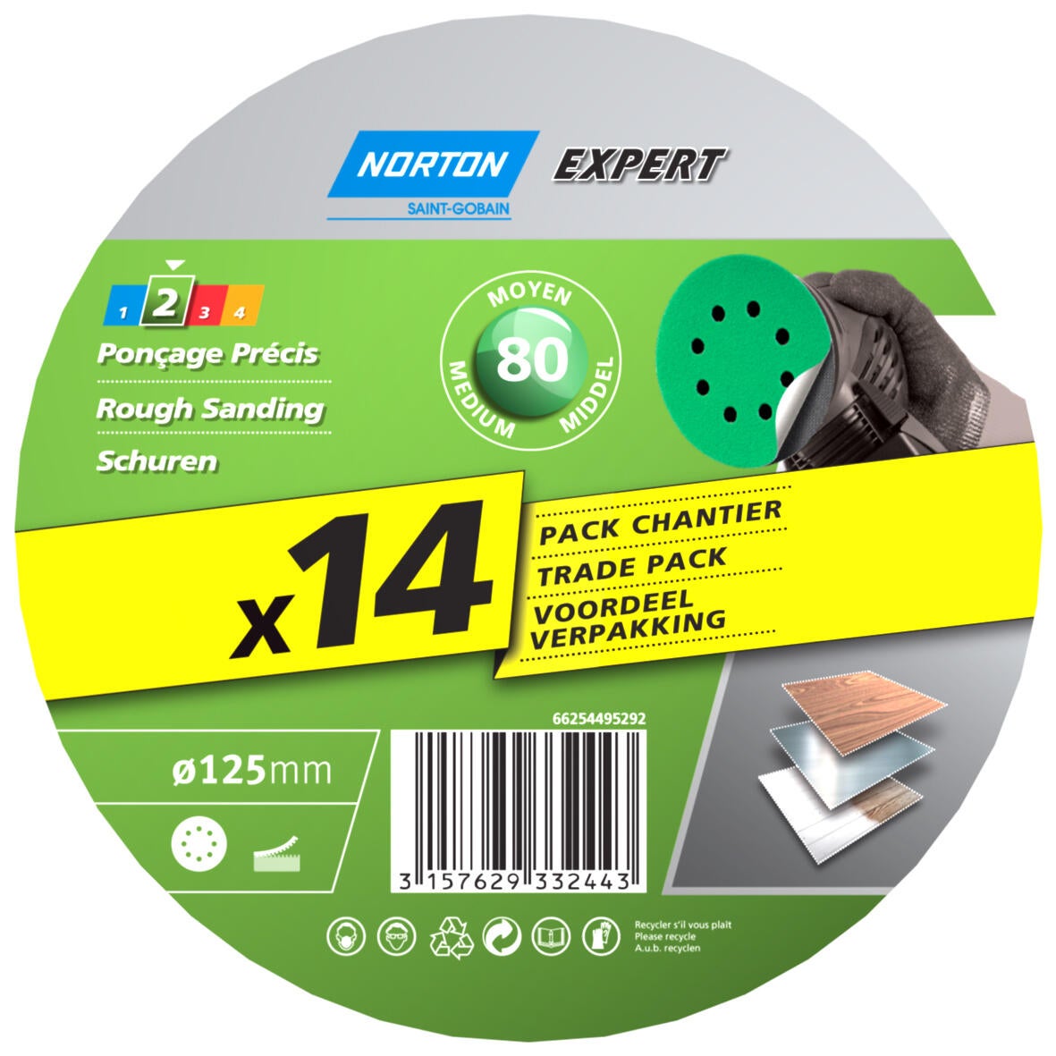 Disque Abrasif Perforé Velcro – 34975 Mm, Grain 80, Pour Ponceuse, Marque P.G. Srl