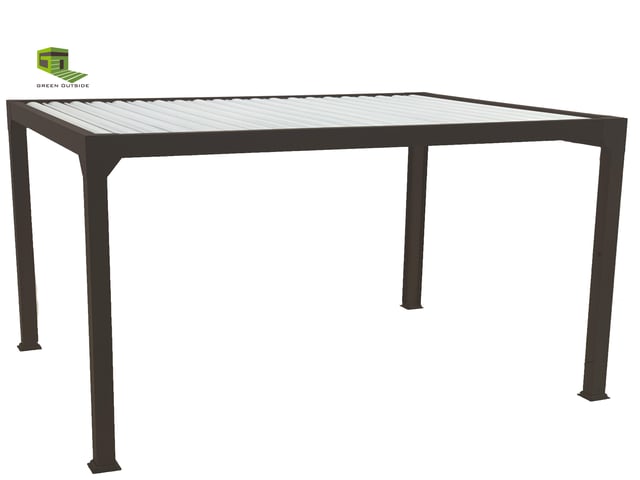 Pergola bioclimatique motorisée alu gris 2900 Ménéa 5x3 + led GREEN OUTSIDE