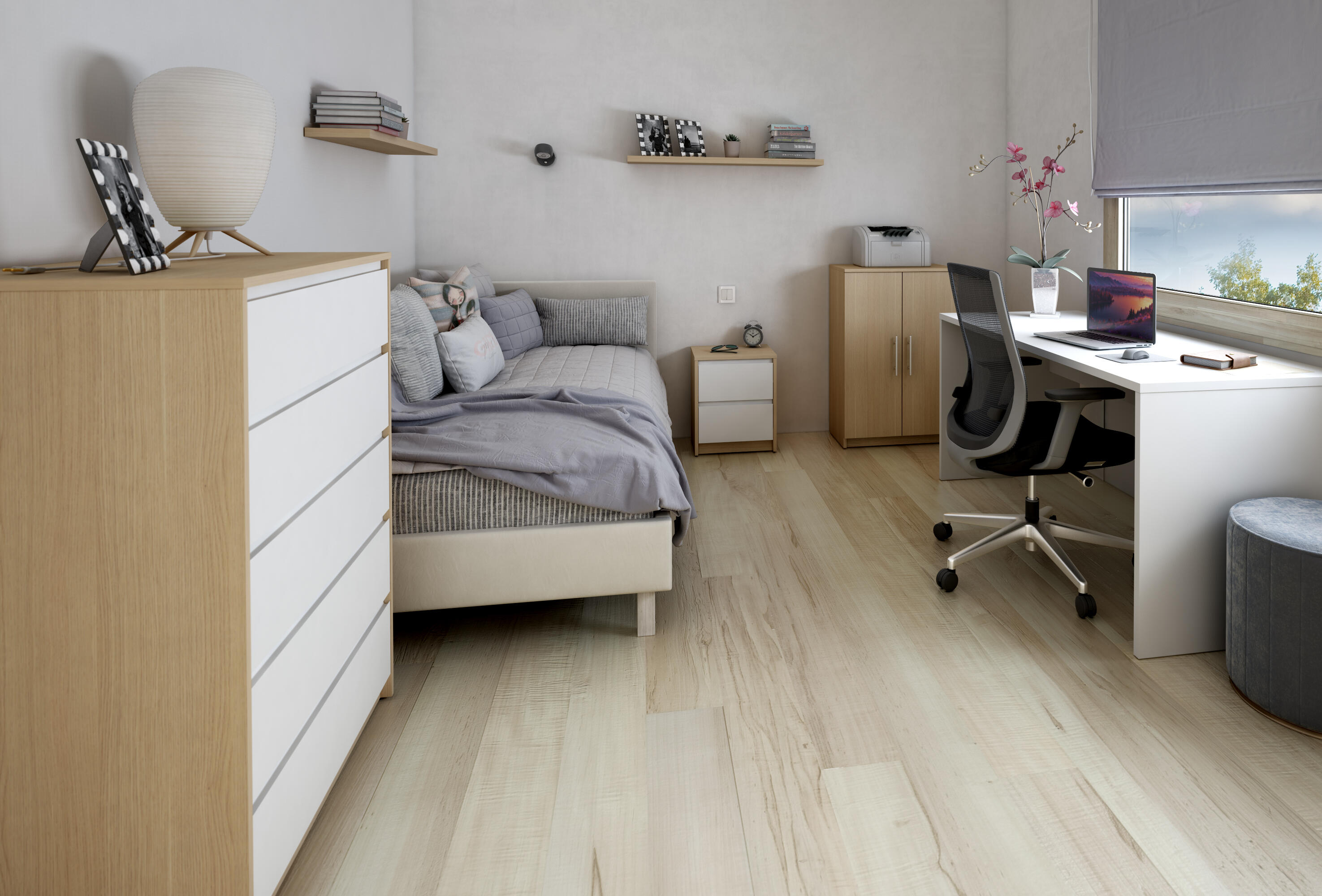 Sapateira 2 portas carvalho natural 18 pares 90x60x35,6 cm Home Nimes - 16