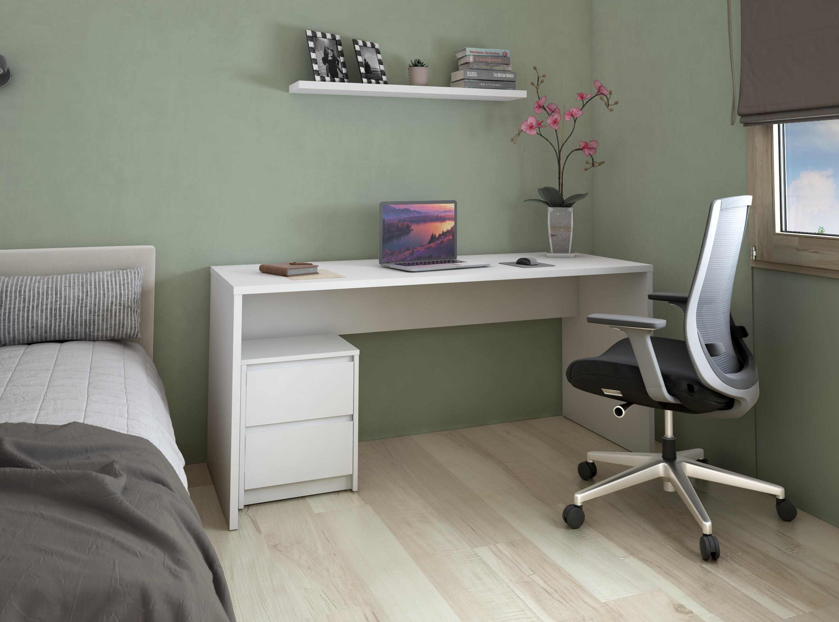 Mesa de cabeceira 2 gavetas Home branco 40x34x47,8 cm - 11