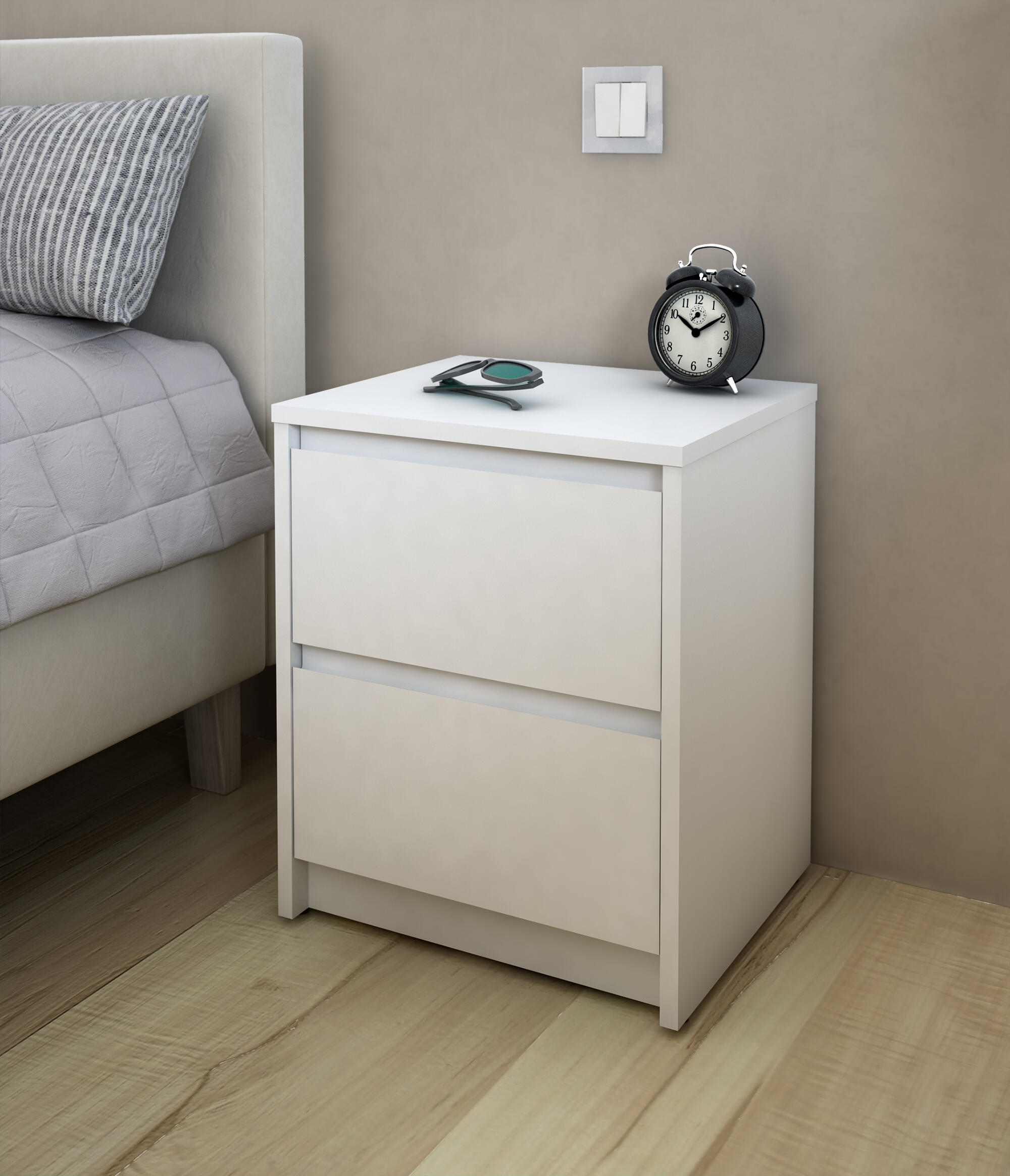 Mesa de cabeceira 2 gavetas Home branco 40x34x47,8 cm - 9