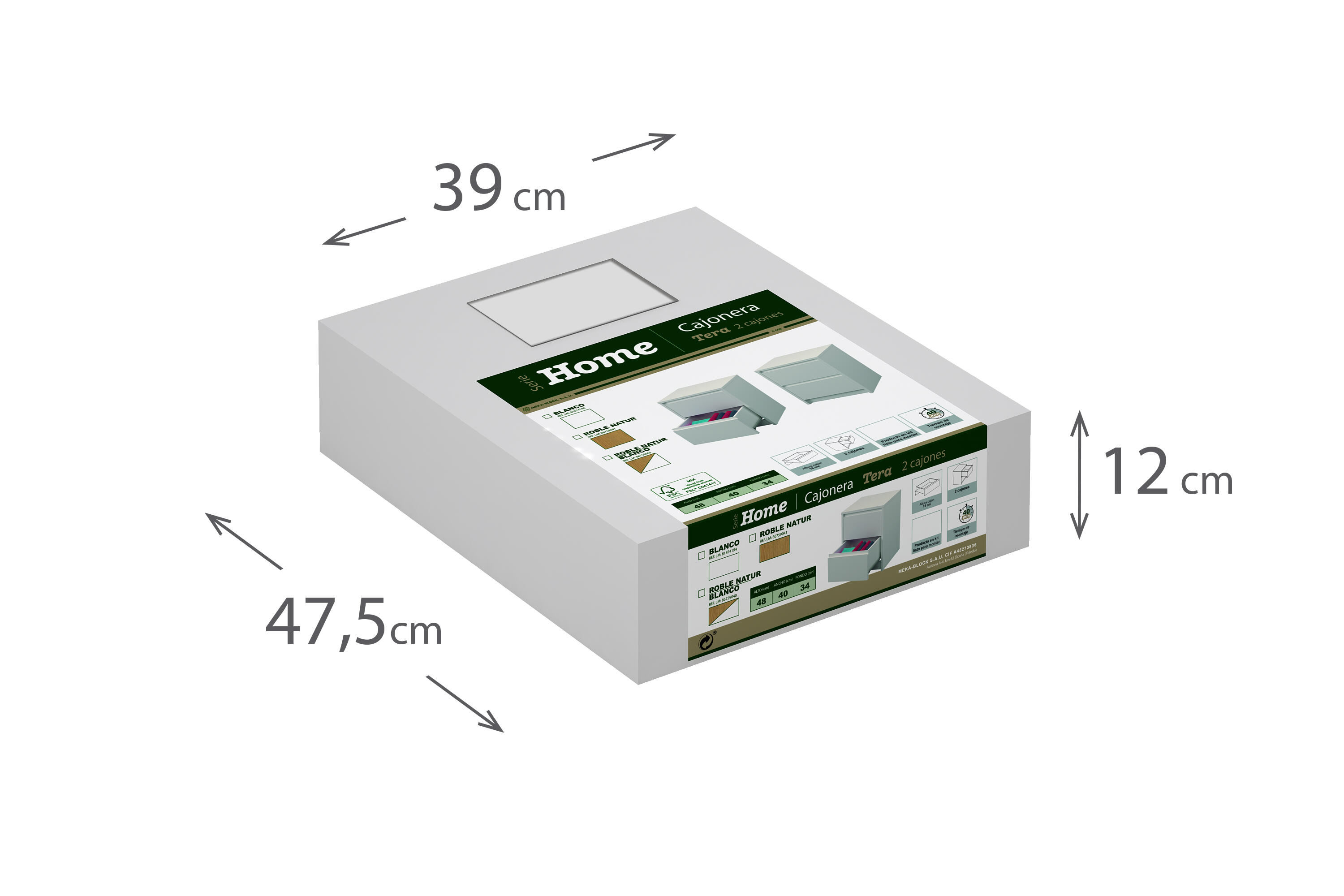 Mesa de cabeceira 2 gavetas Home branco 40x34x47,8 cm - 8