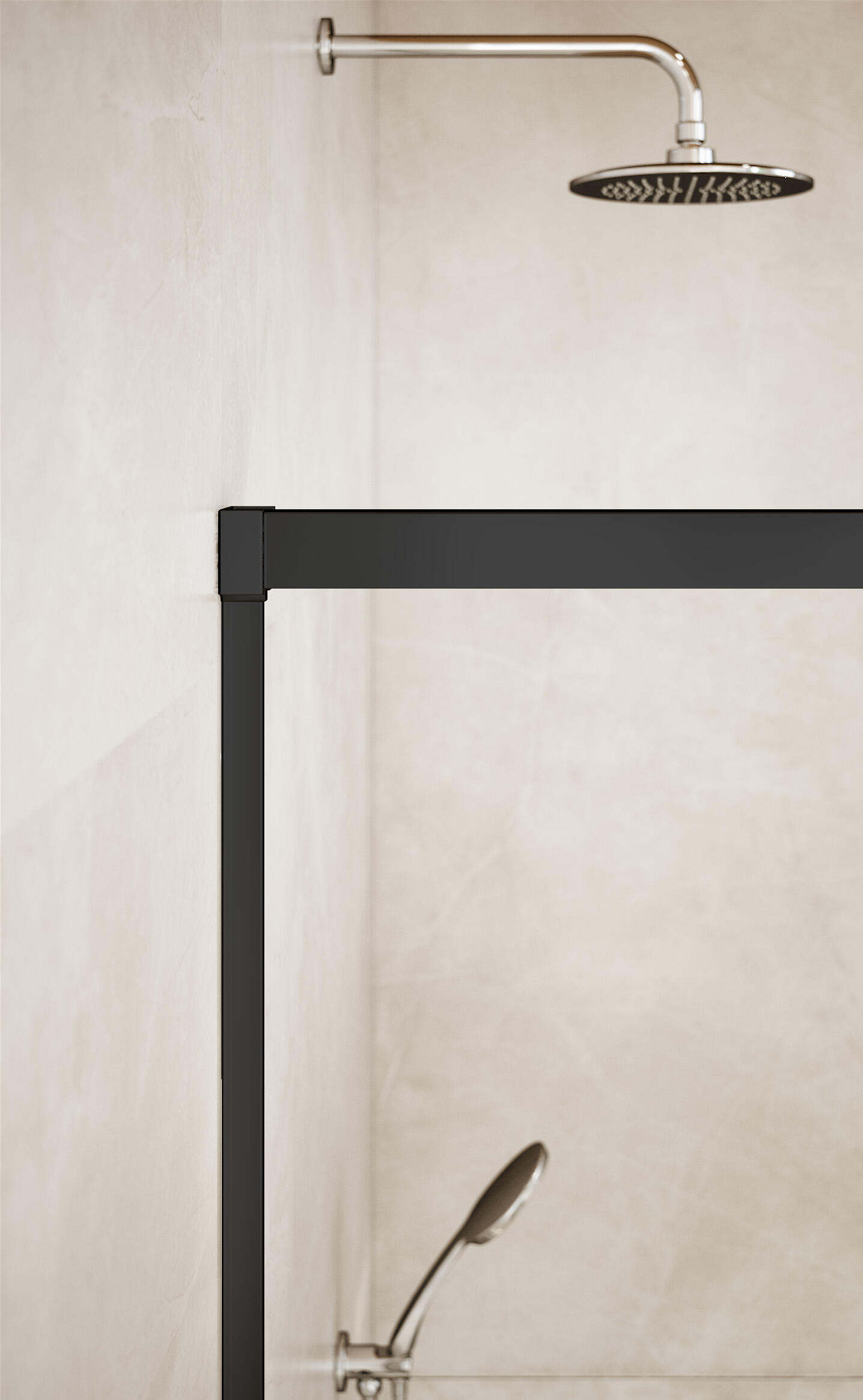 Mampara de ducha corredera 1 hoja fija + 1 puerta corredera Urban. Perfil aluminio negro. Ancho adaptable (159-161)x200 cm Cristal templado de seguridad transparente 6mm. Cierre de sobreponer. Sin guía inferior Vanguard - 9