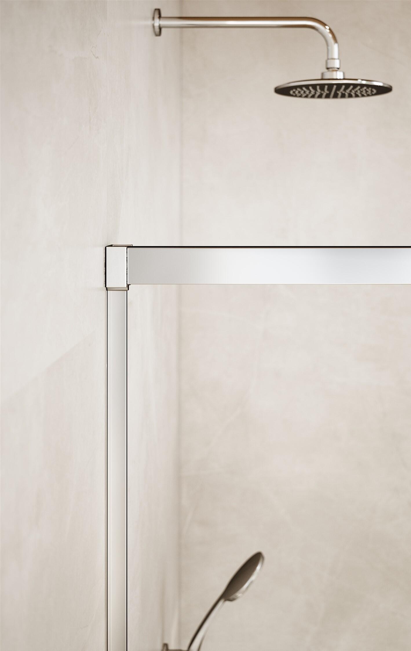 Mampara de ducha corredera 1 hoja fija + 1 puerta corredera Urban. Perfil aluminio cromo. Ancho adaptable (159-161)x200 cm Cristal templado de seguridad transparente 6mm. Cierre de sobreponer. Sin guía inferior Vanguard - 4