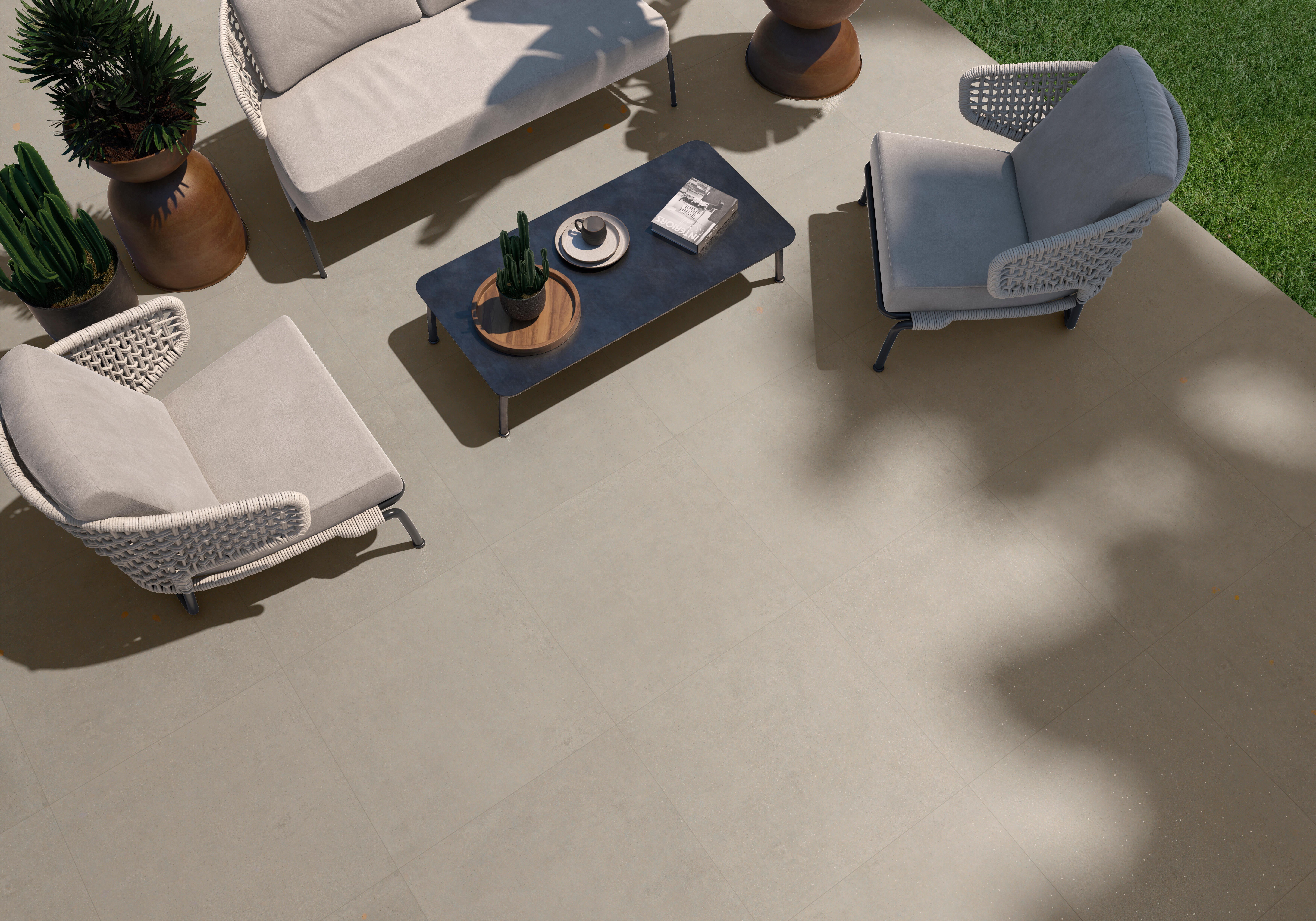 Suelo porcelánico gravel efecto cemento earth out 120x120 cm c3