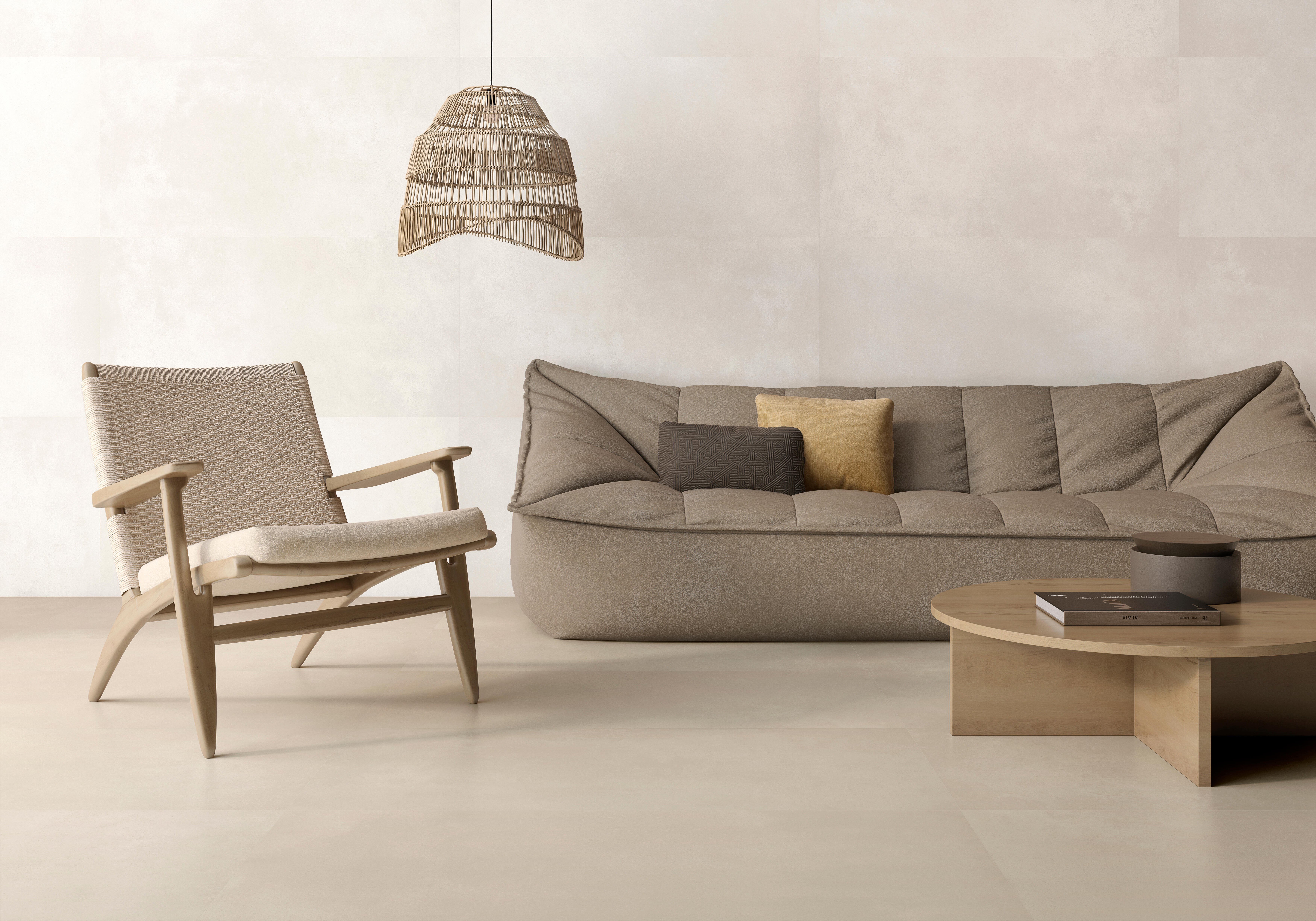 Suelo porcelánico newclay efecto cemento white 120x120 cm c3