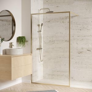 Paroi de douche à l'italienne, l.120 cm verre transparent 6mm doré Square Leroy Merlin Les bons plans des petits projets avant l'été