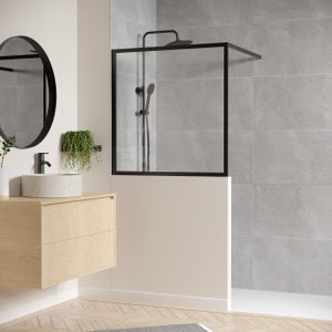 Pare-muret fixe transparent Noir mat, H.100 x l.120 cm Square