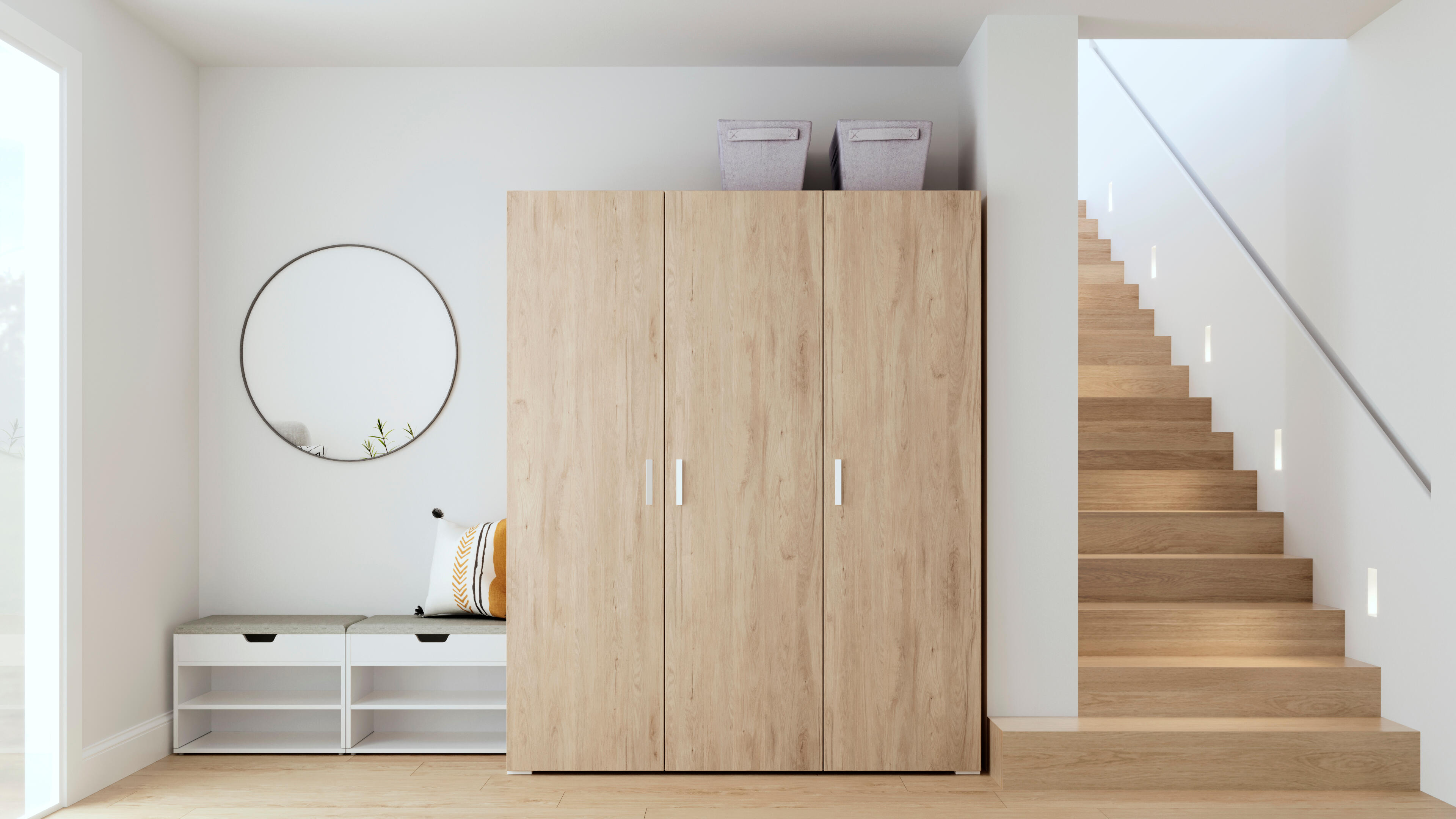 Roupeiro 3 portas de bater carvalho 155x53x191cm One - 8