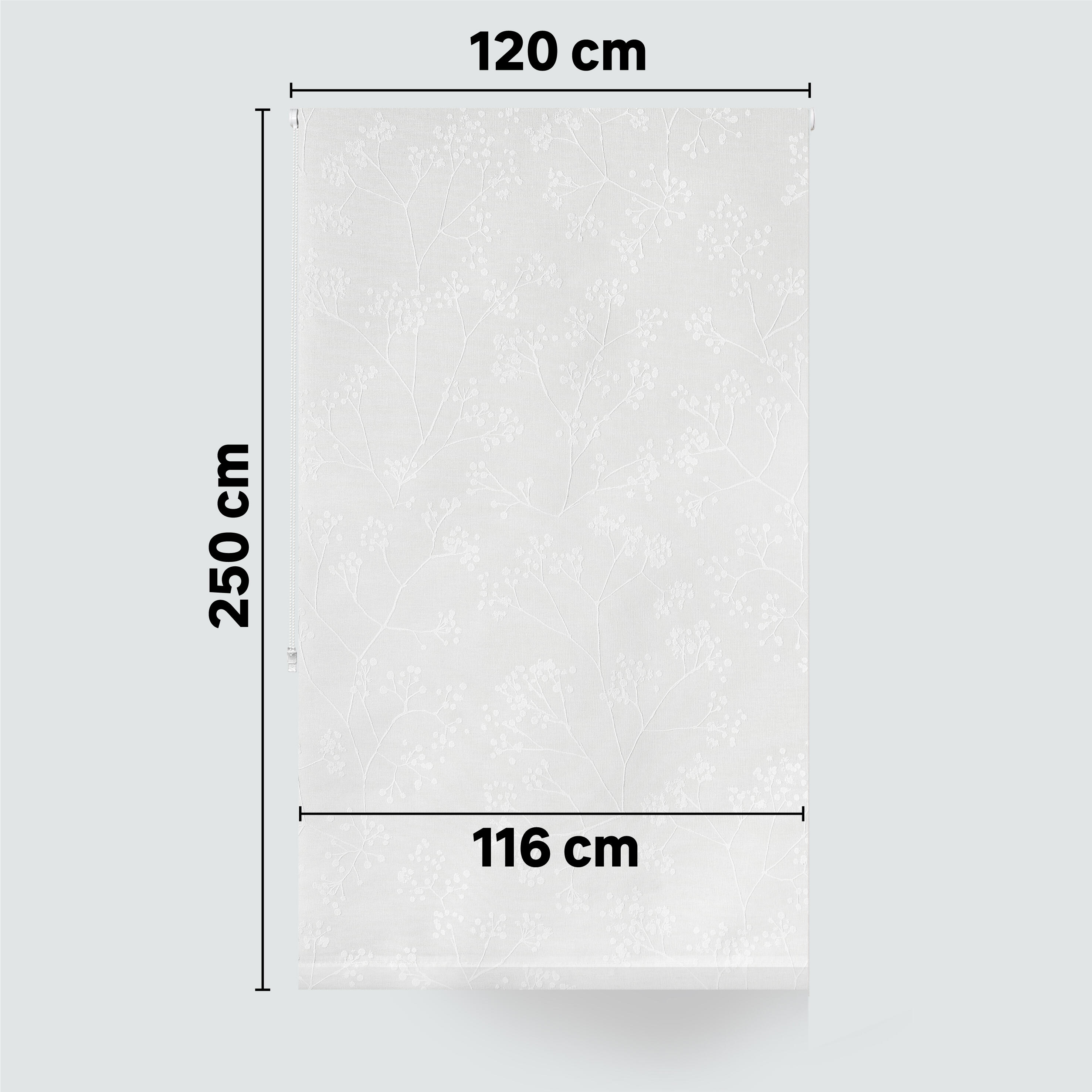 Estore de rolo translúcido Mimosa 120 x 250cm branco estampado - 3