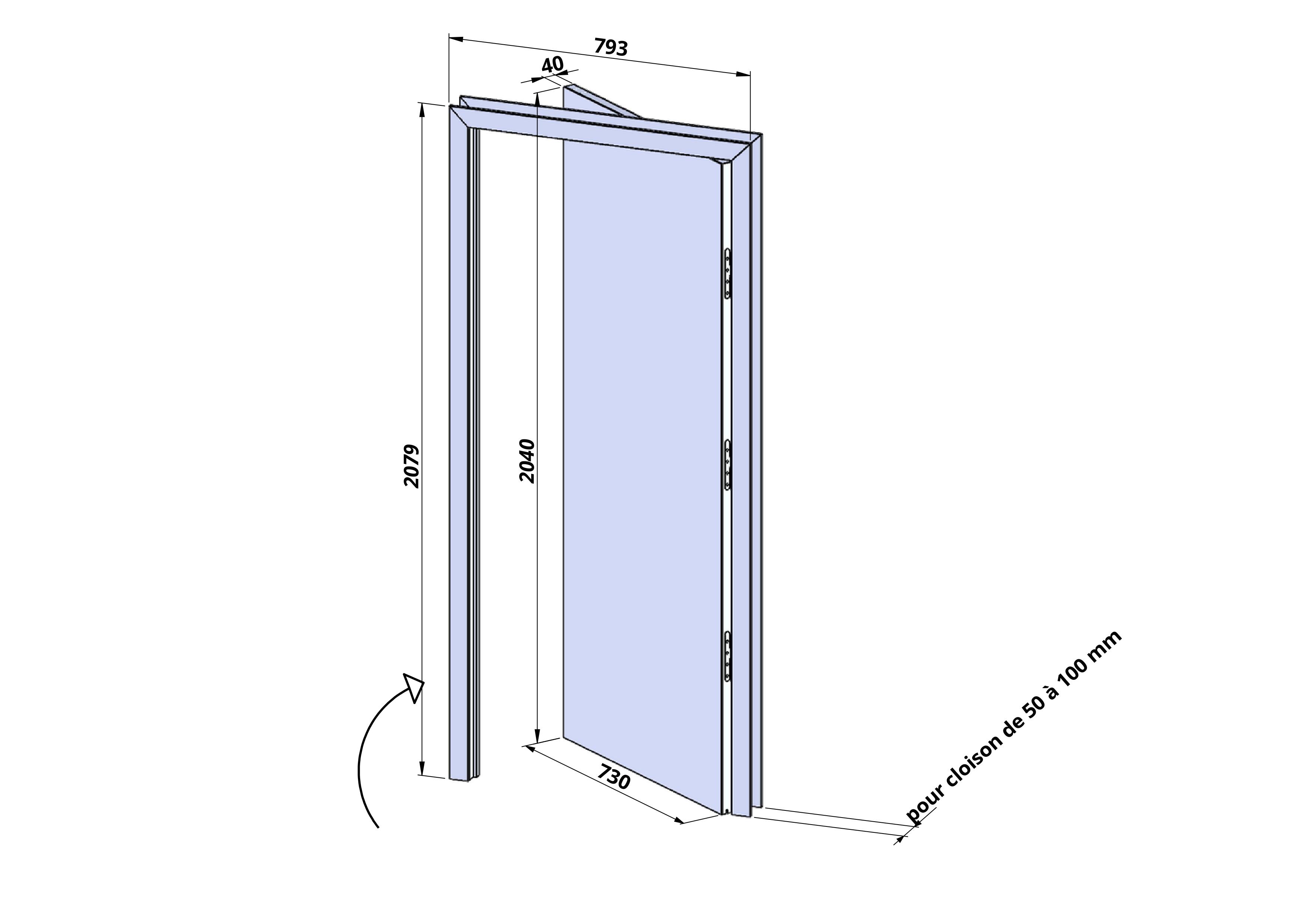 Bloc-porte fin de chantier isothermique 3pts Madrid 2, H.204 x l.73 cm p. droit - 5